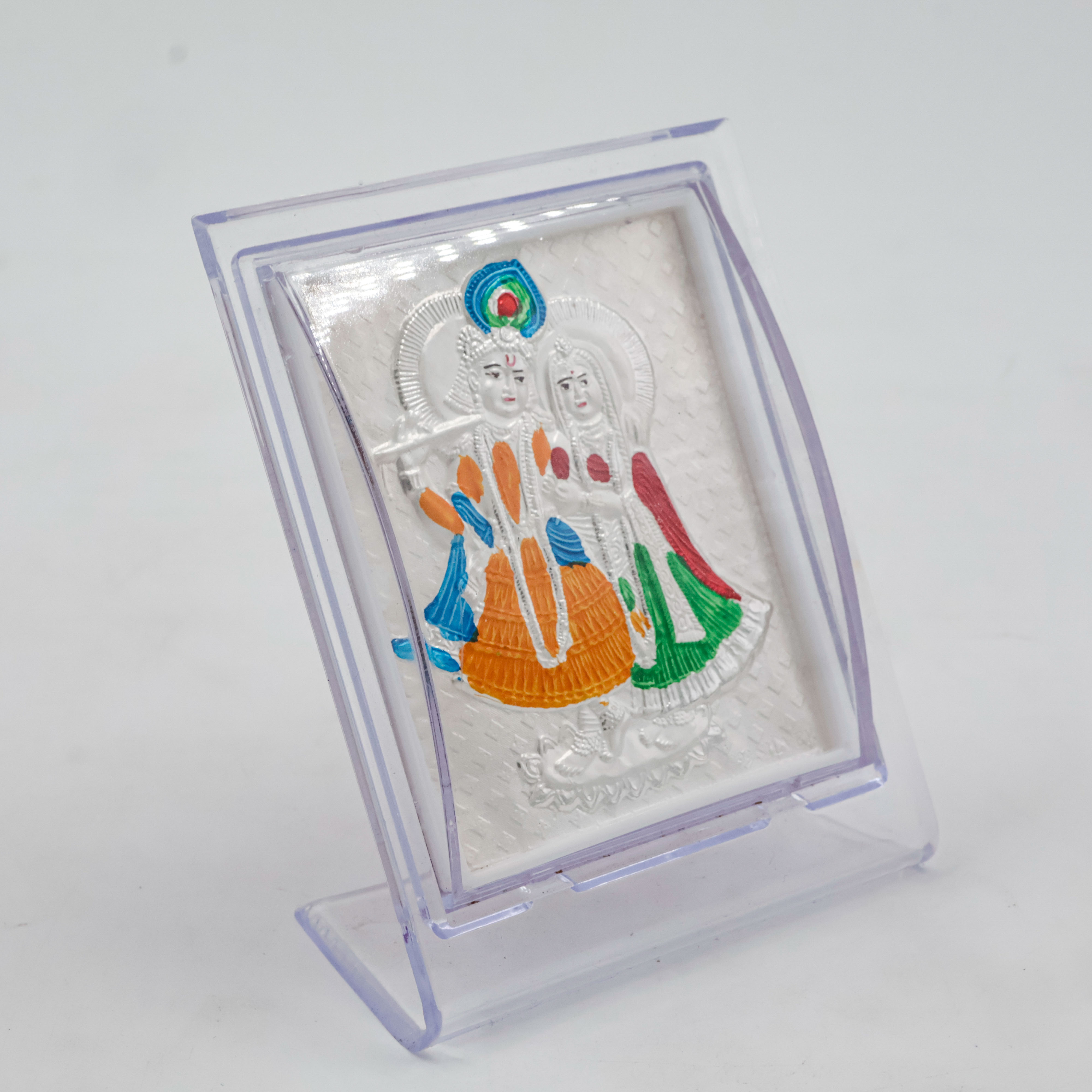 Radha Krishna Frames - Wooden Silver Articles