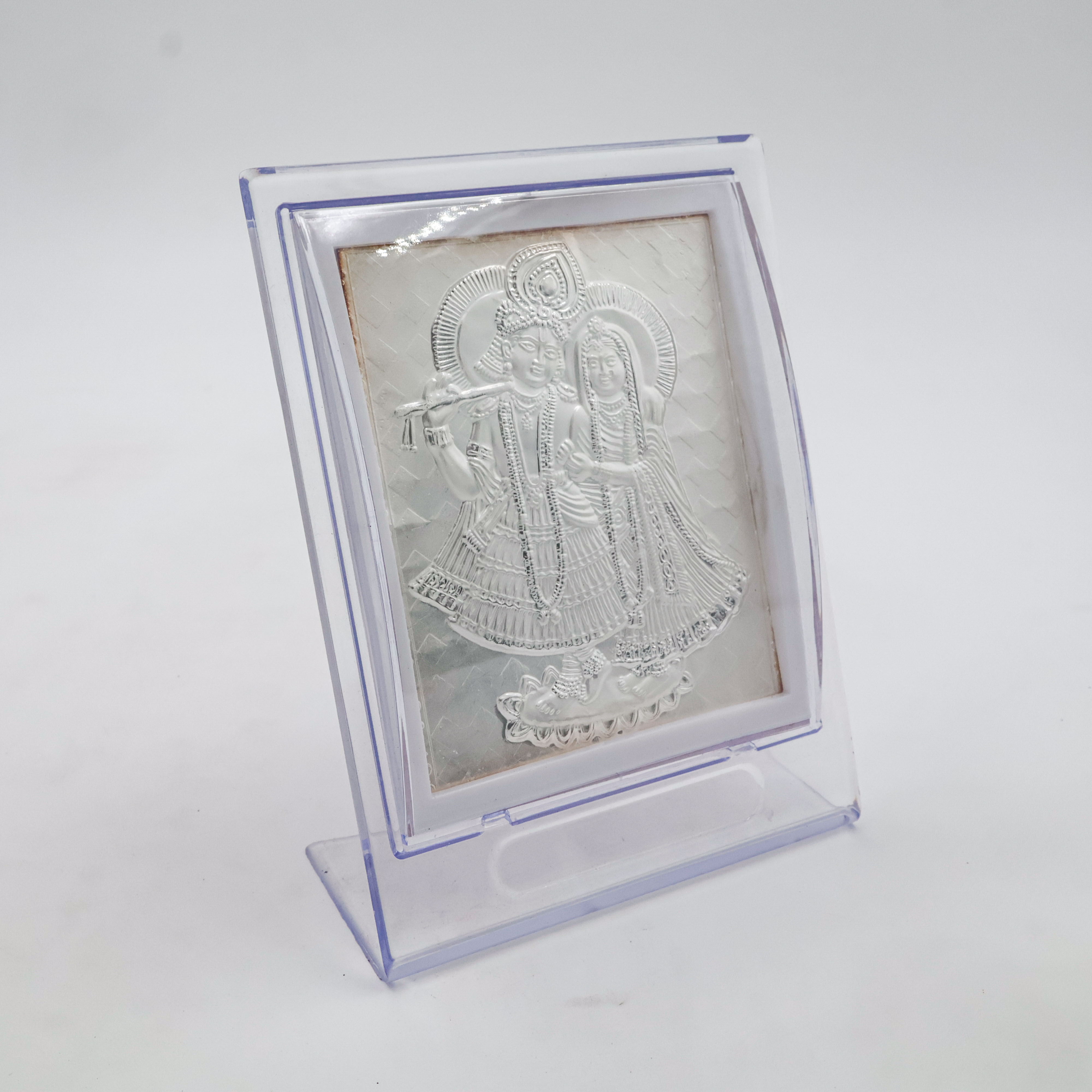 Radha Krishna Frame - Wooden Silver Articles
