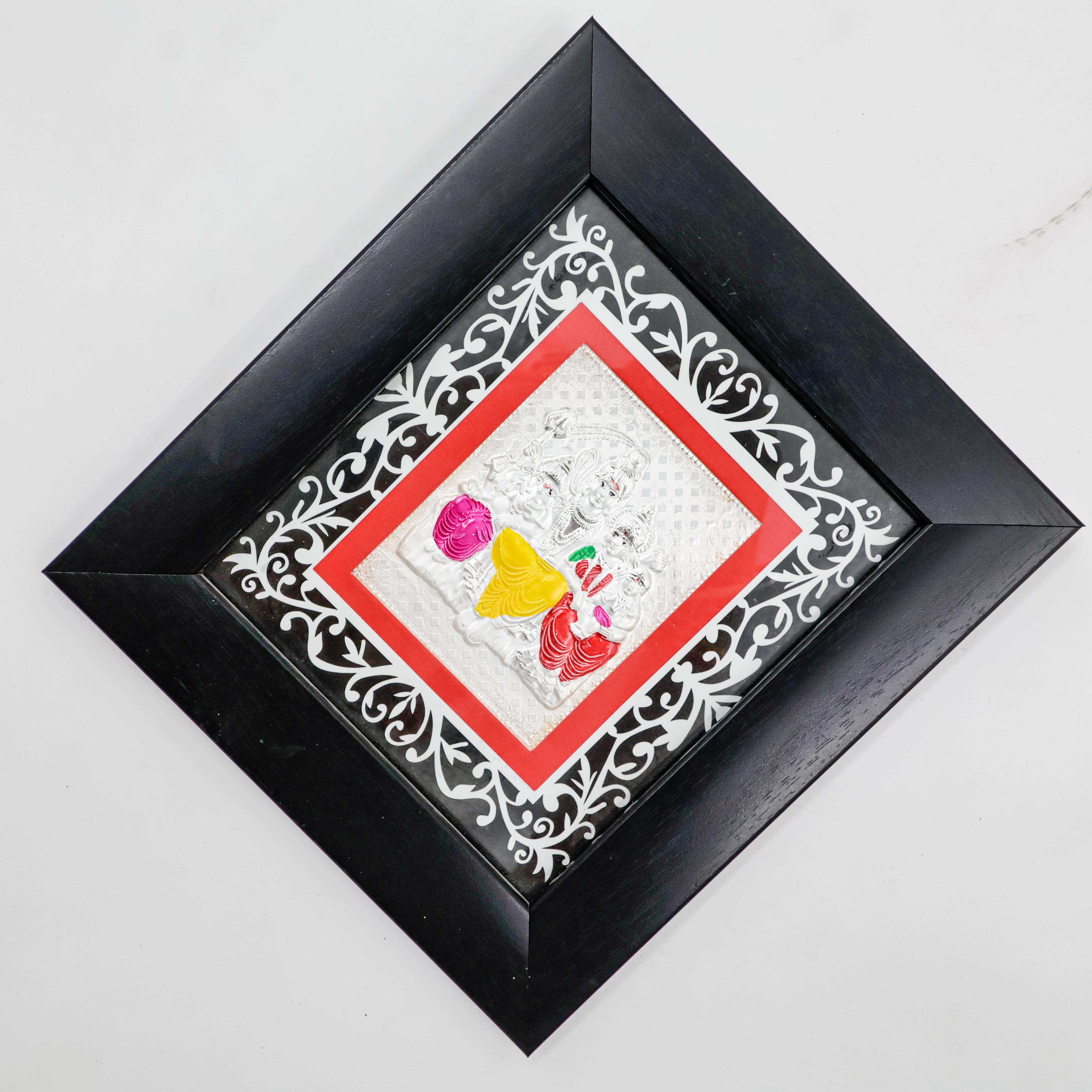 Shiv Parivar Frame - Wooden Silver Articles
