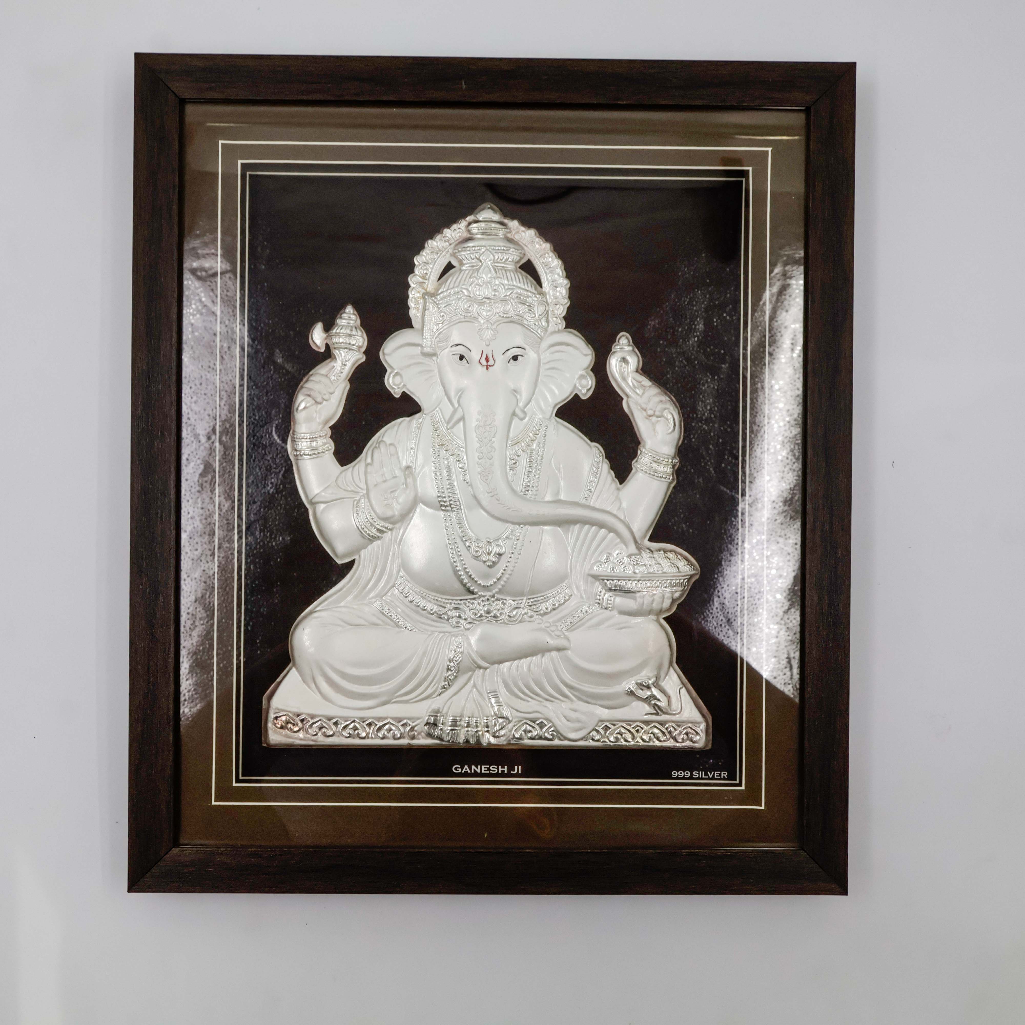 Silver Ganesh Ji Frame