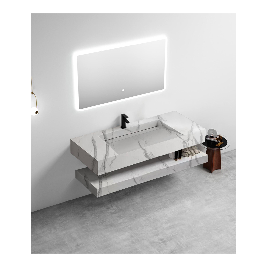 jabon bagno JBV01001A Sintered Marble Vanity Set 600mm Matt Fish Belly White