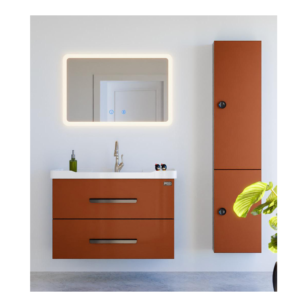 jabon bagno JBV01030 PVC Vanity Set 800mm Orange with Bluetooth Mirror