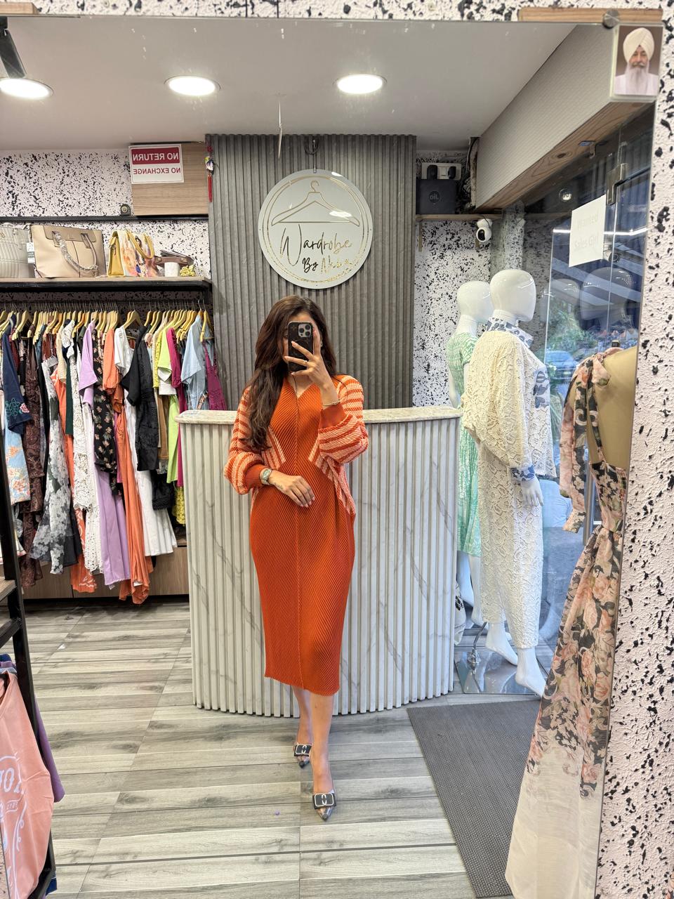 Wardrobe By Neha - Orange Dress Magic Fabric