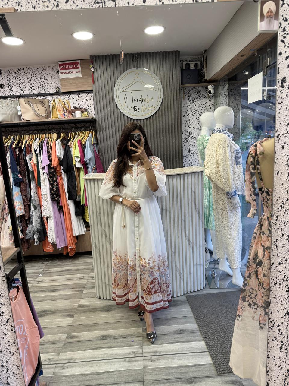 Wardrobe By Neha - White Flooral Dress