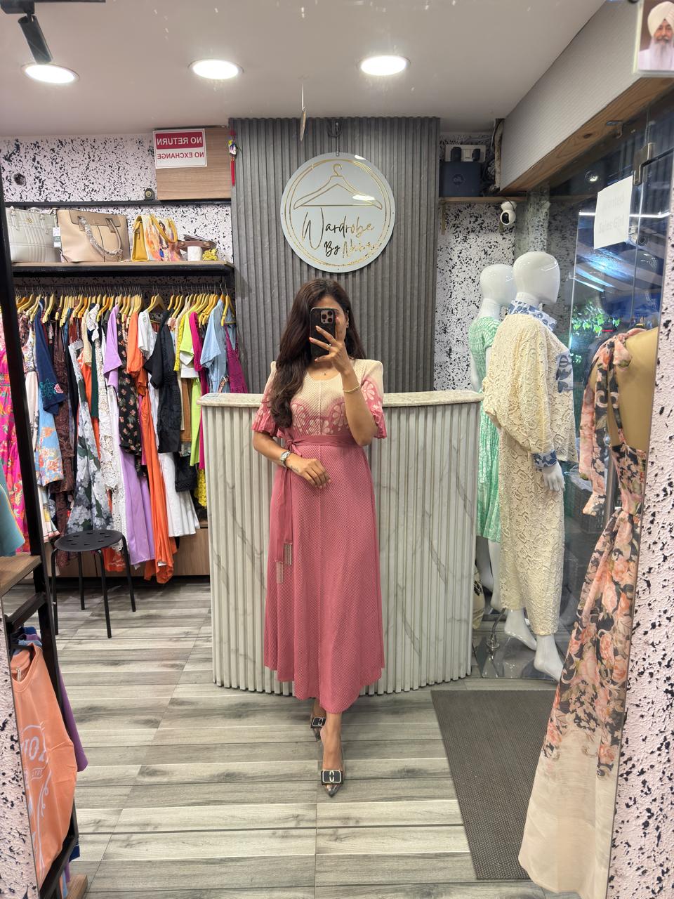 Wardrobe By Neha - Peach Dress Magic Fabric