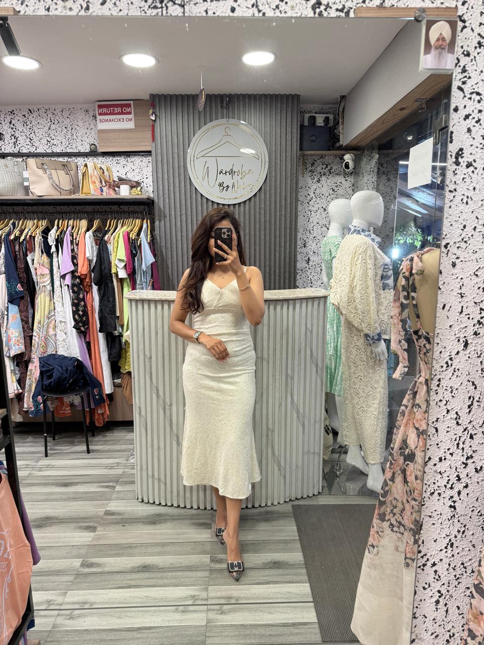Wardrobe By Neha - Off White Sequence Party Dress