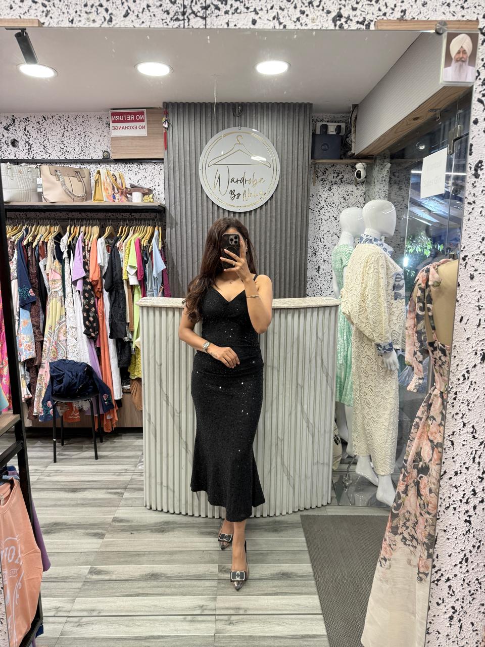 Wardrobe By Neha - Black Sequence Party Dress