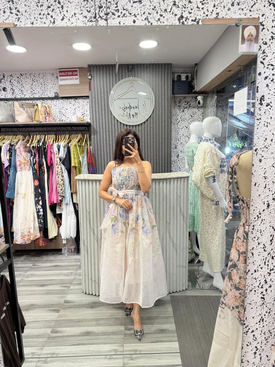 Wardrobe By Neha - Pink Floral Tissue Fabric Dress