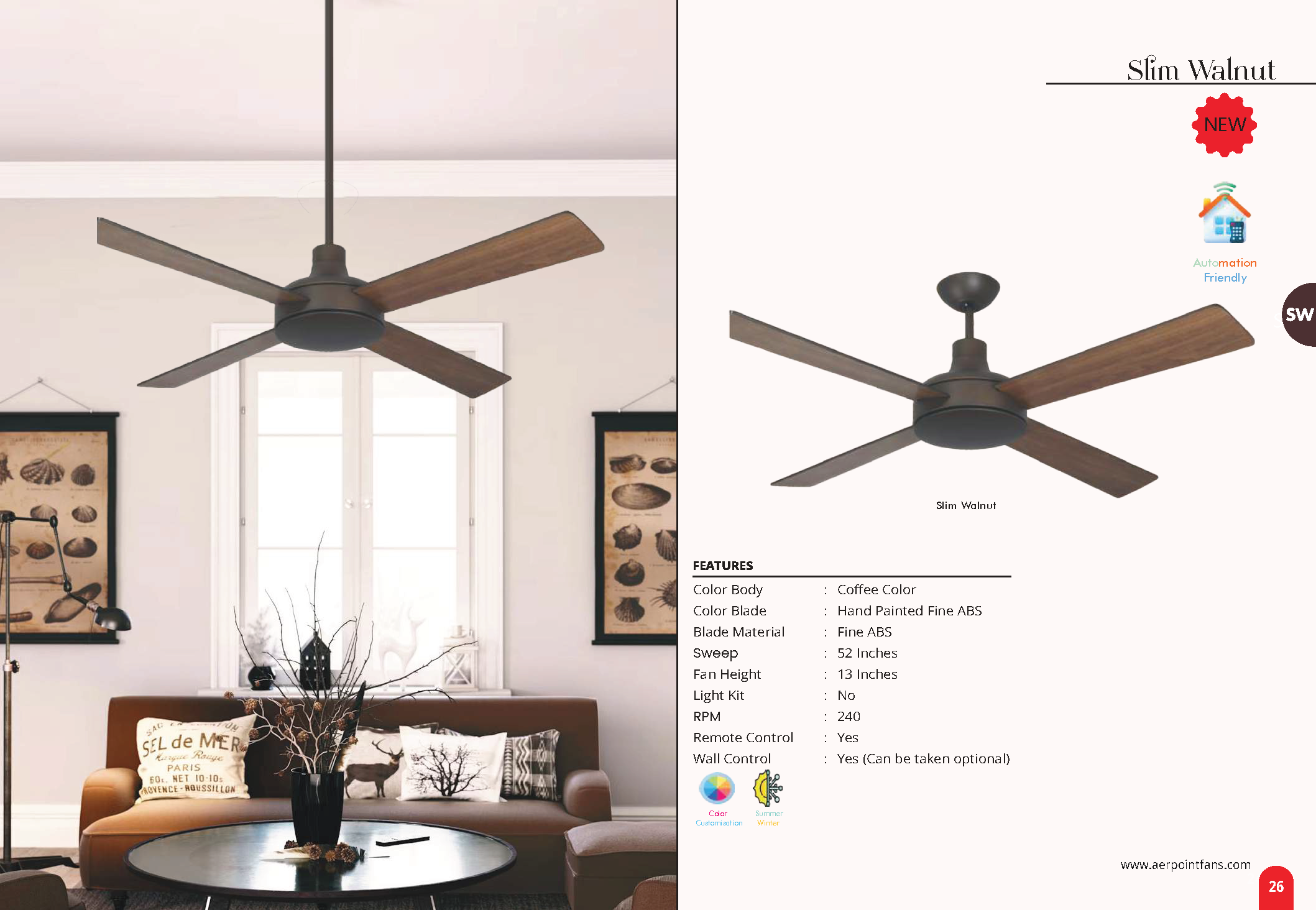 Beyond Lights - Walnut Ceiling Fan