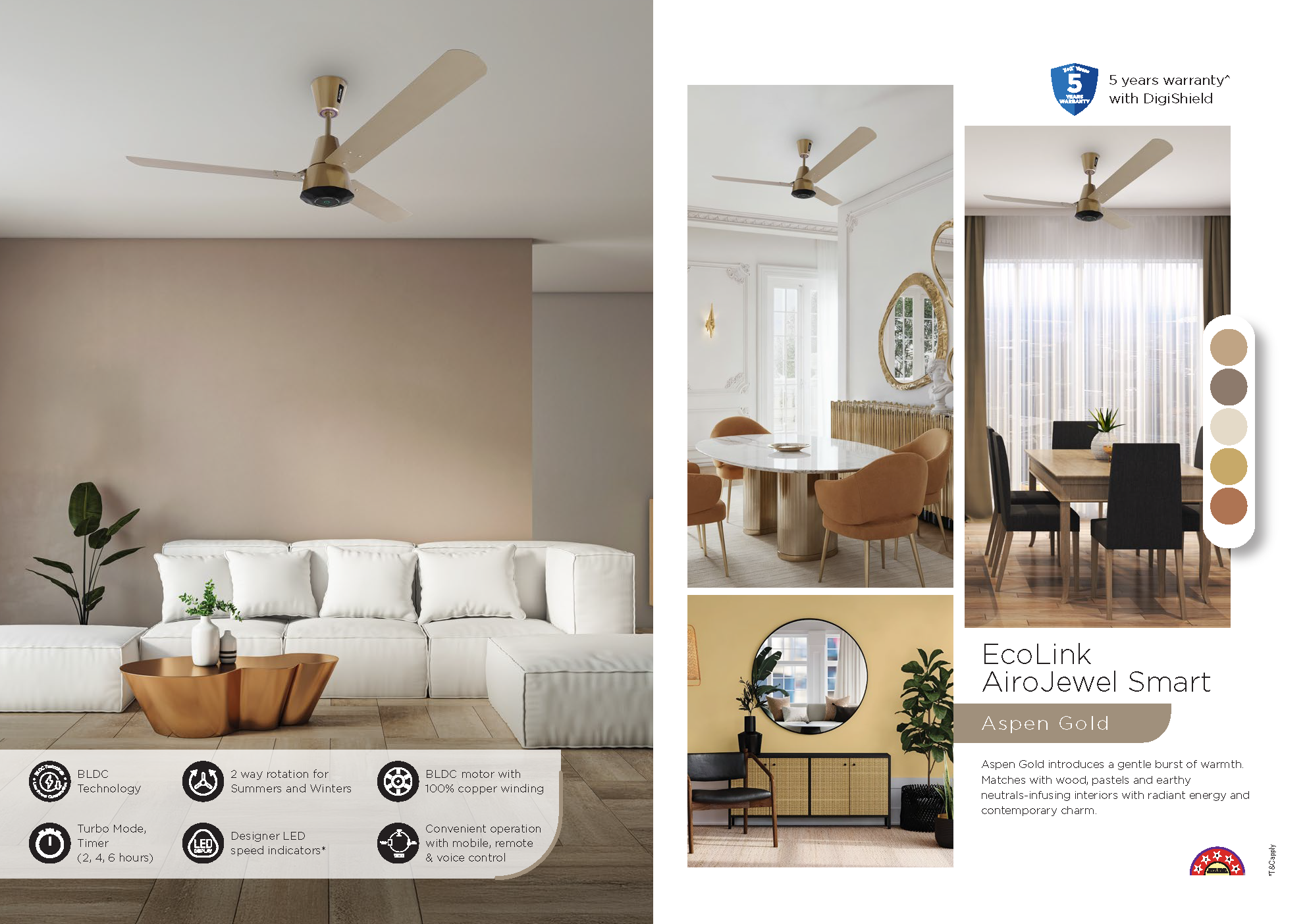 Beyond Lights - Gold Ceiling Fan