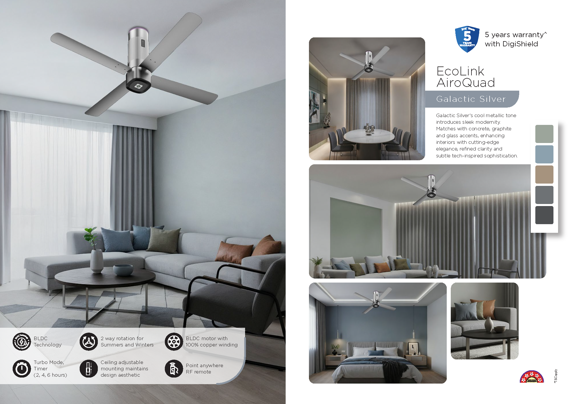 Beyond Lights - Silver Ceiling Fan