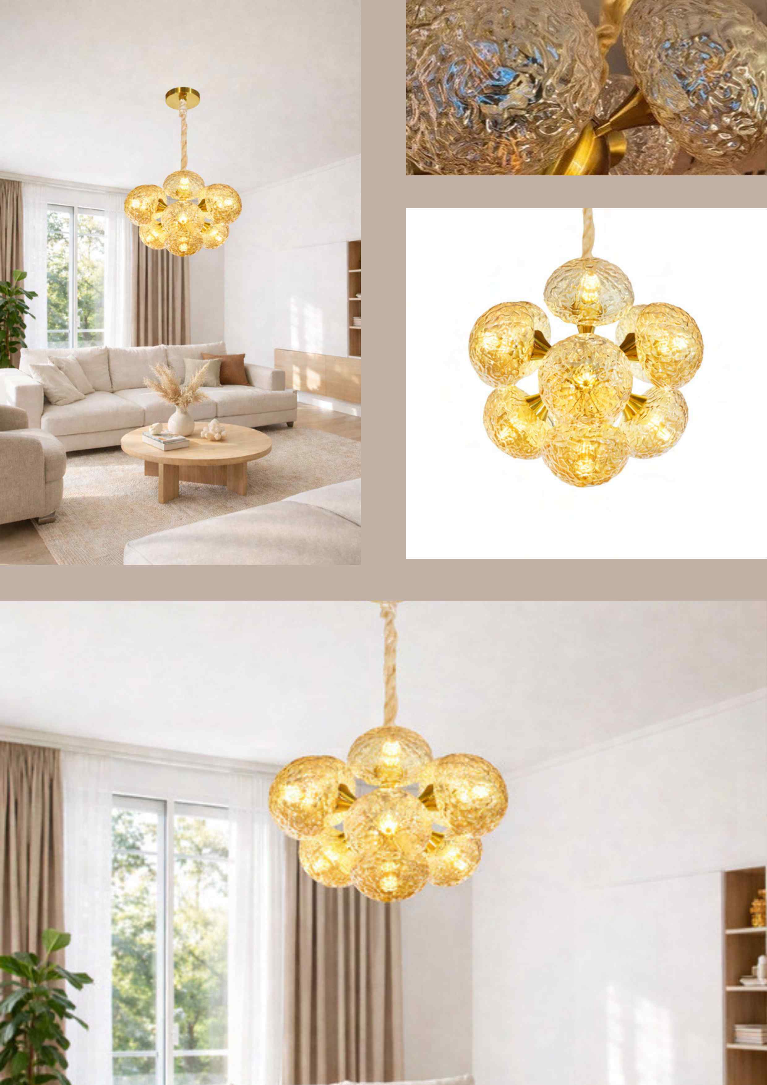 Beyond Lights - Gold Cluster Chandelier