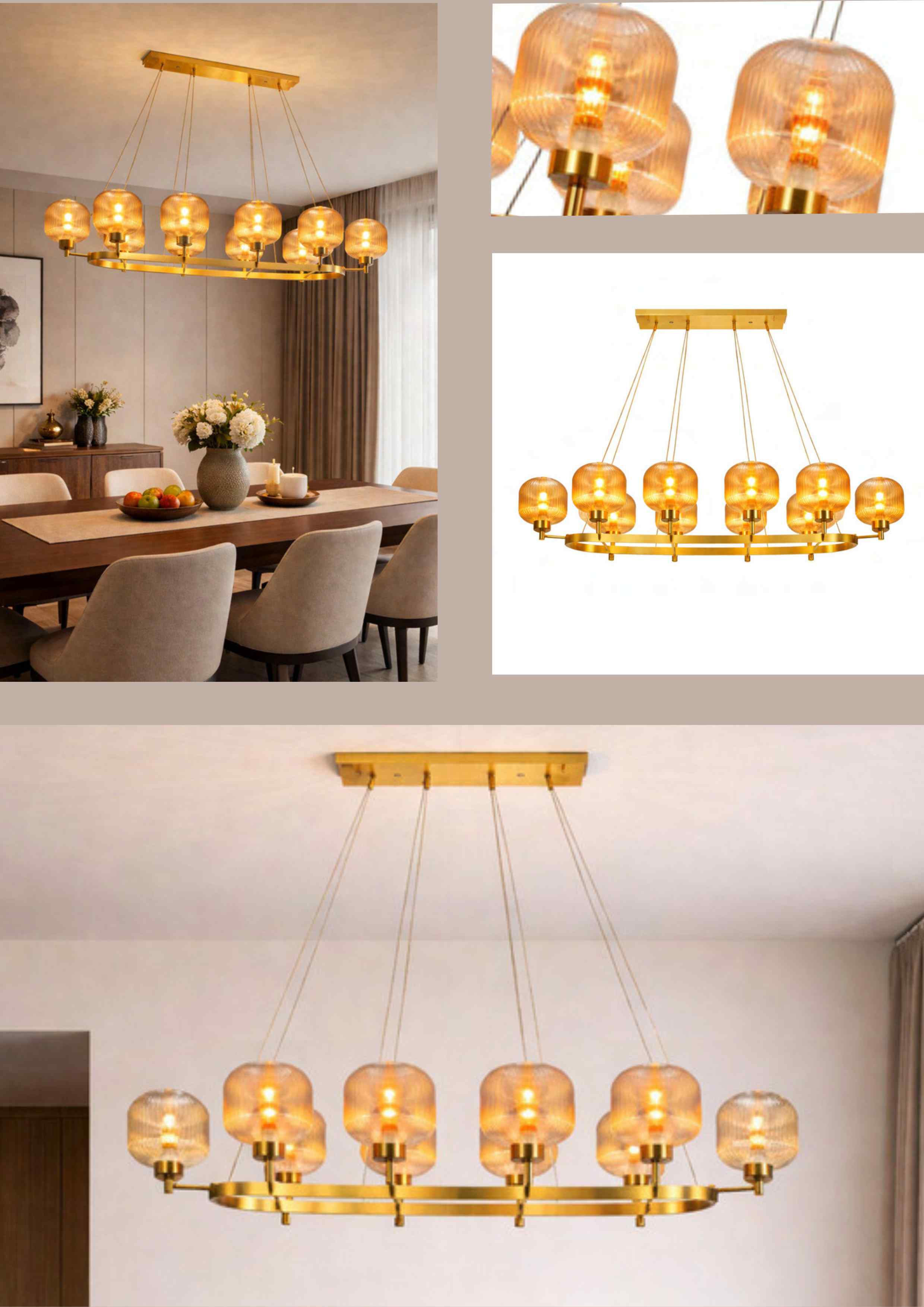 Beyond Lights - Ribbed Glass Chandelier