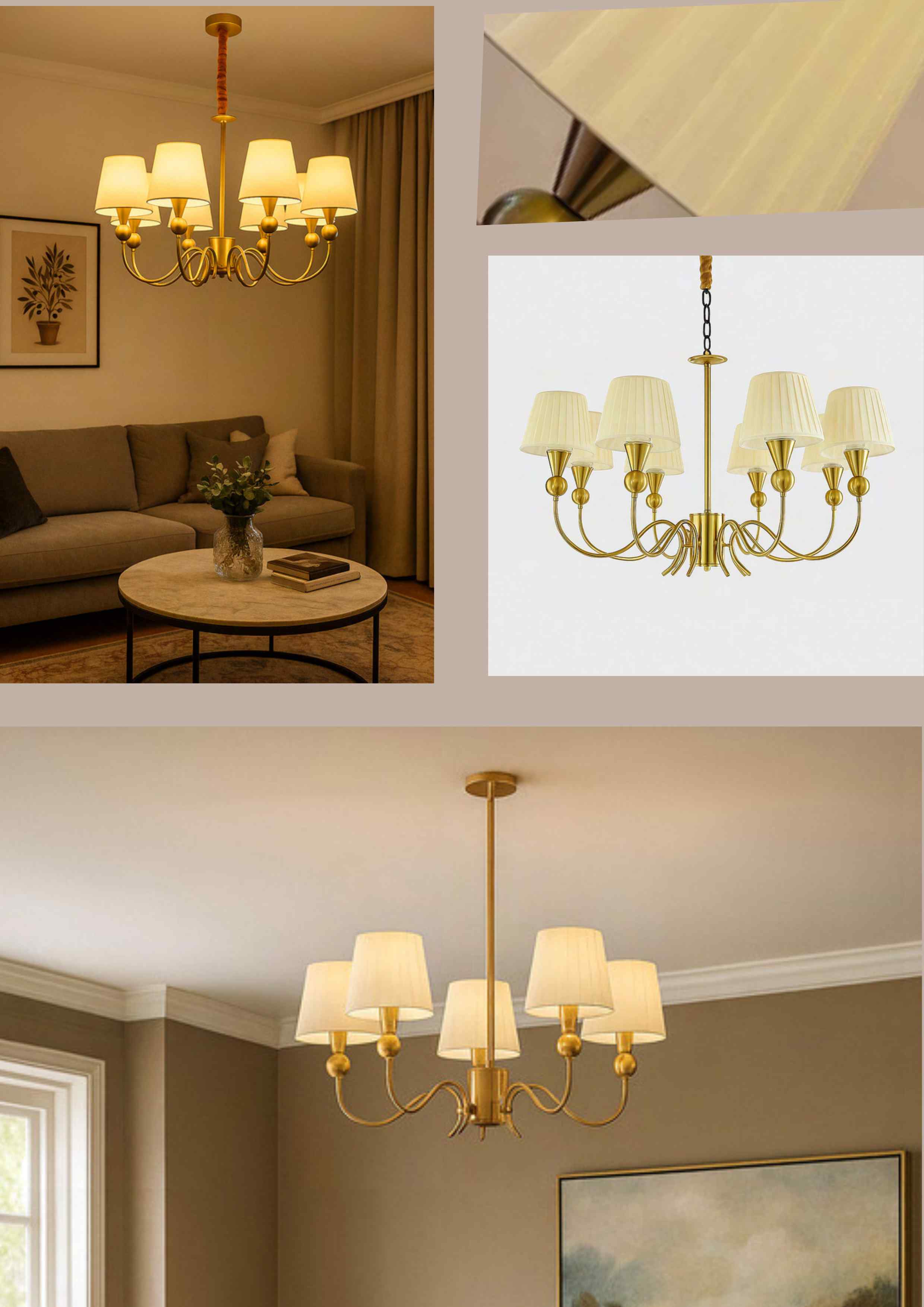 Beyond Lights - Brass Shade Chandelier
