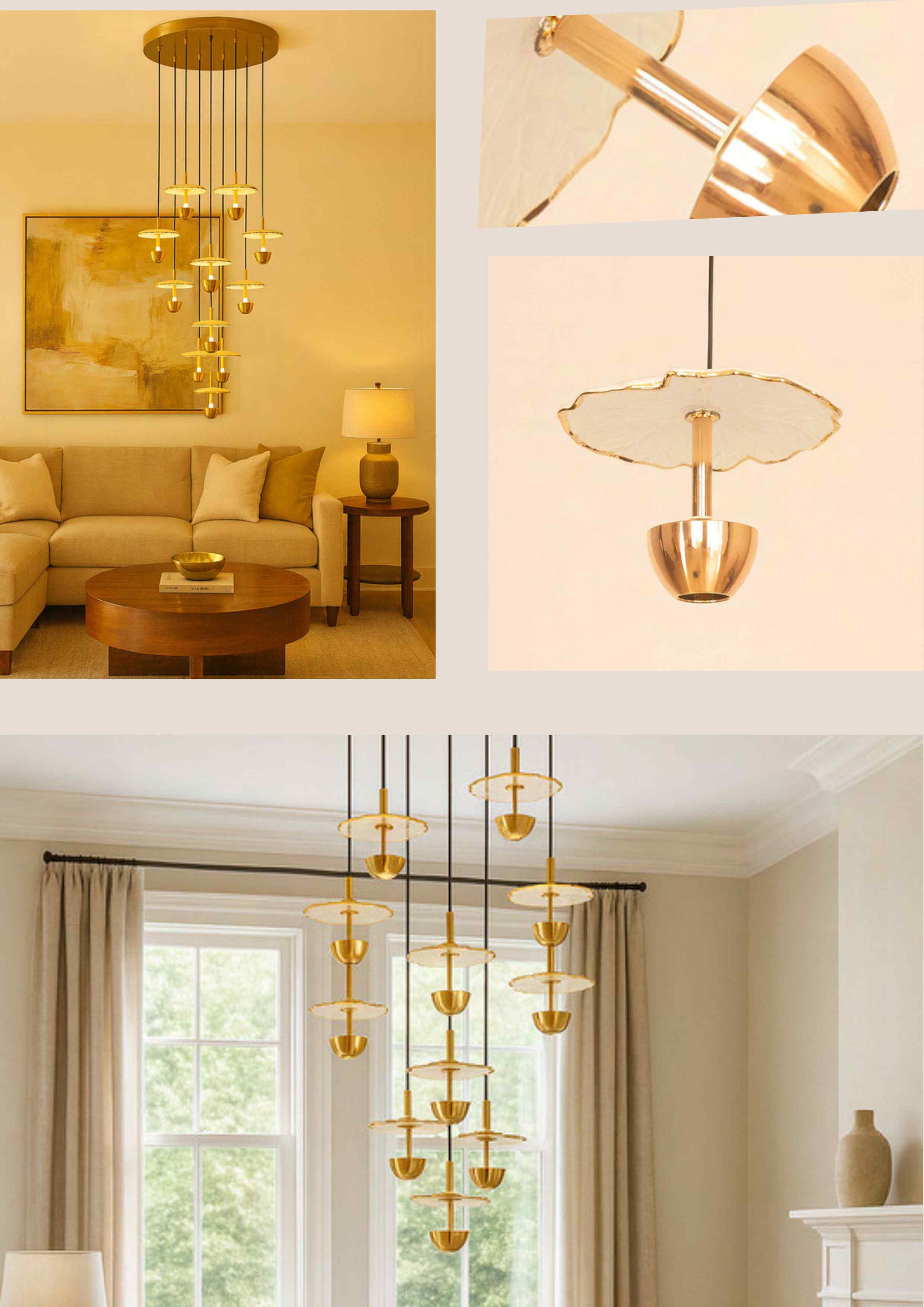 Beyond Lights - Gold Disc Chandelier