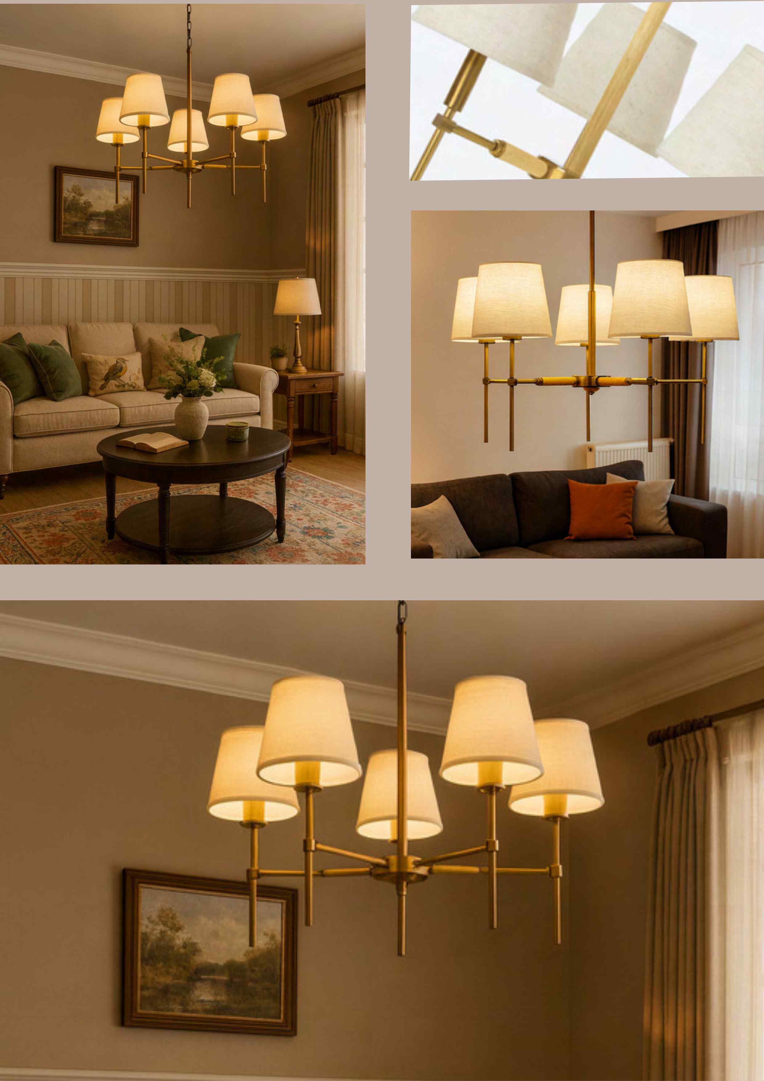 Beyond Lights - Brass Shade Chandelier