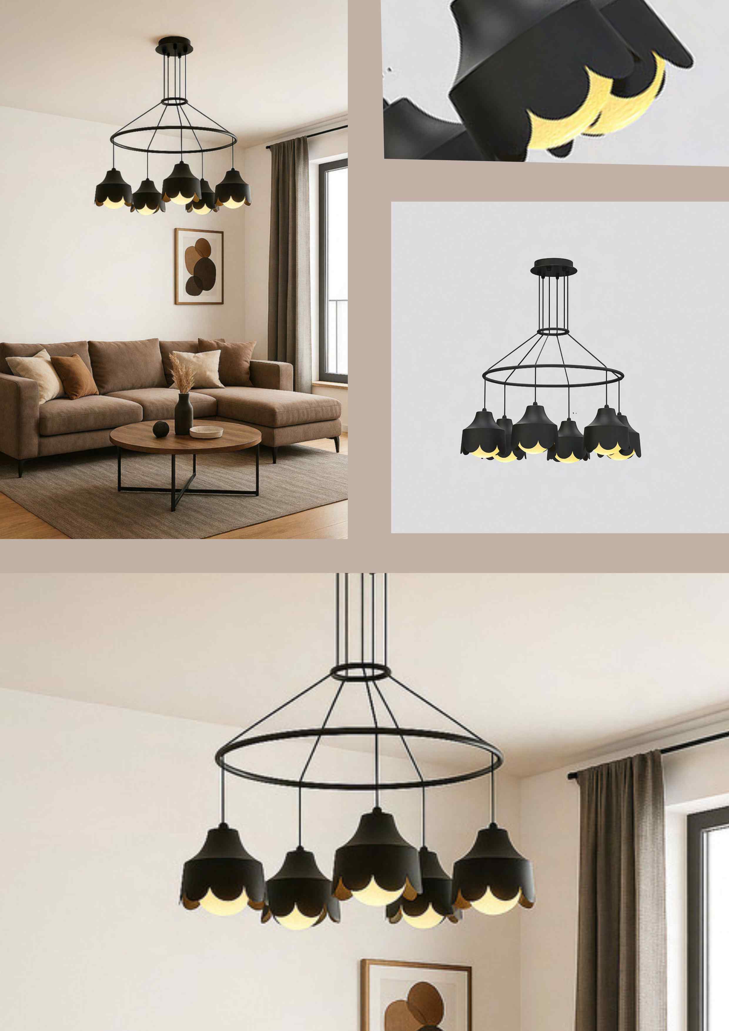 Beyond Lights - Black Petal Chandelier