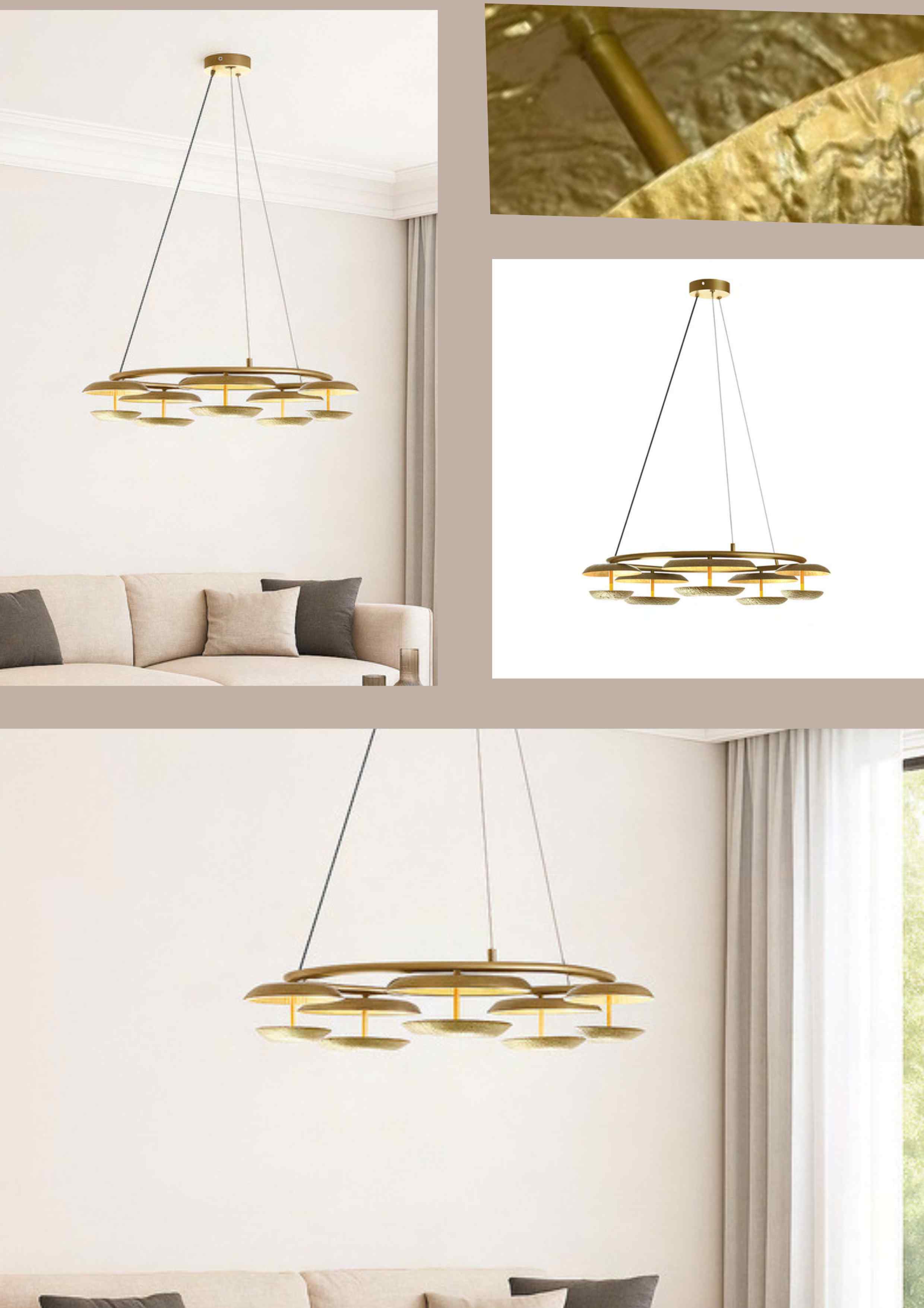 Beyond Lights - Gold Disc Chandelier