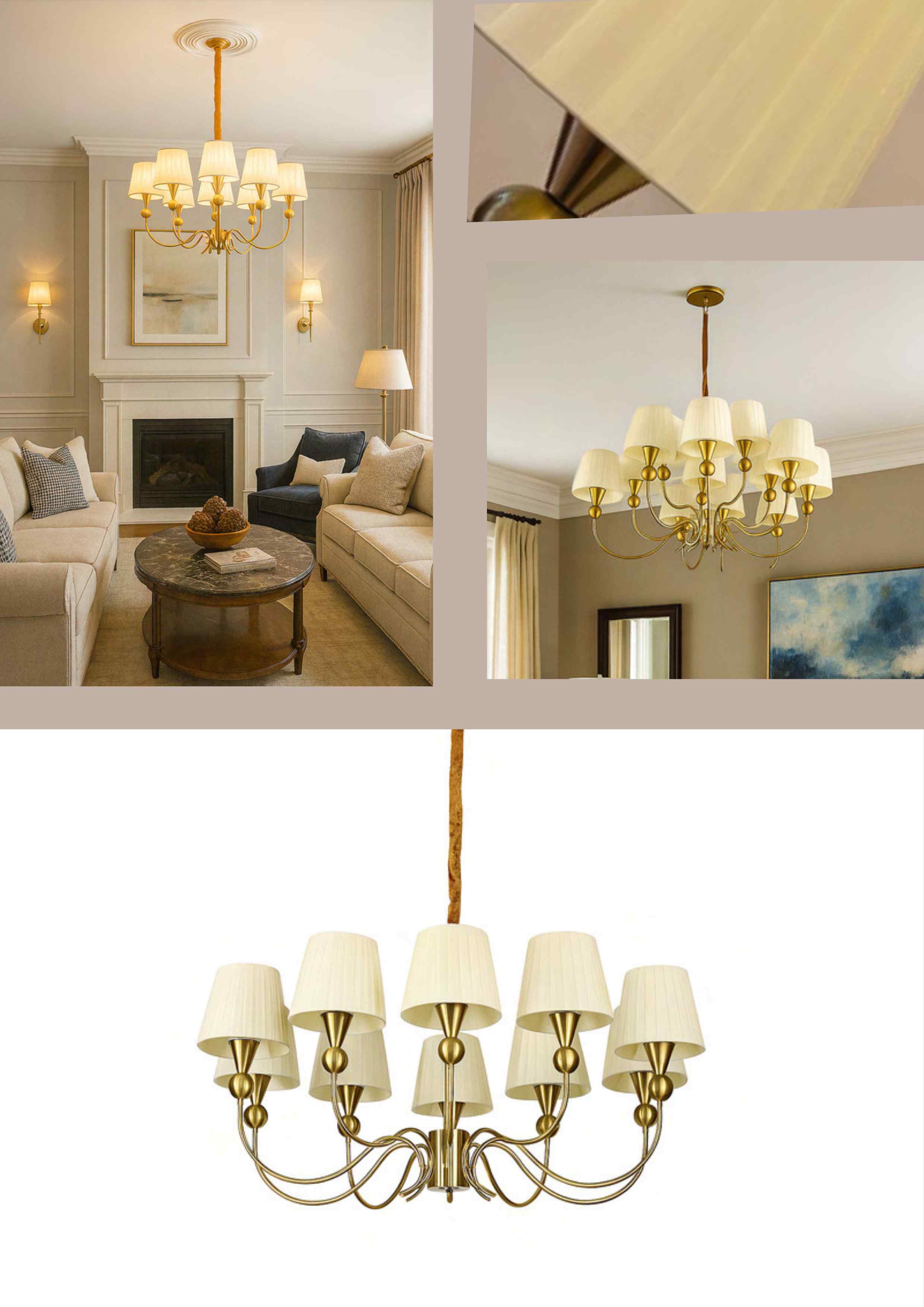 Beyond Lights - Brass Shade Chandelier