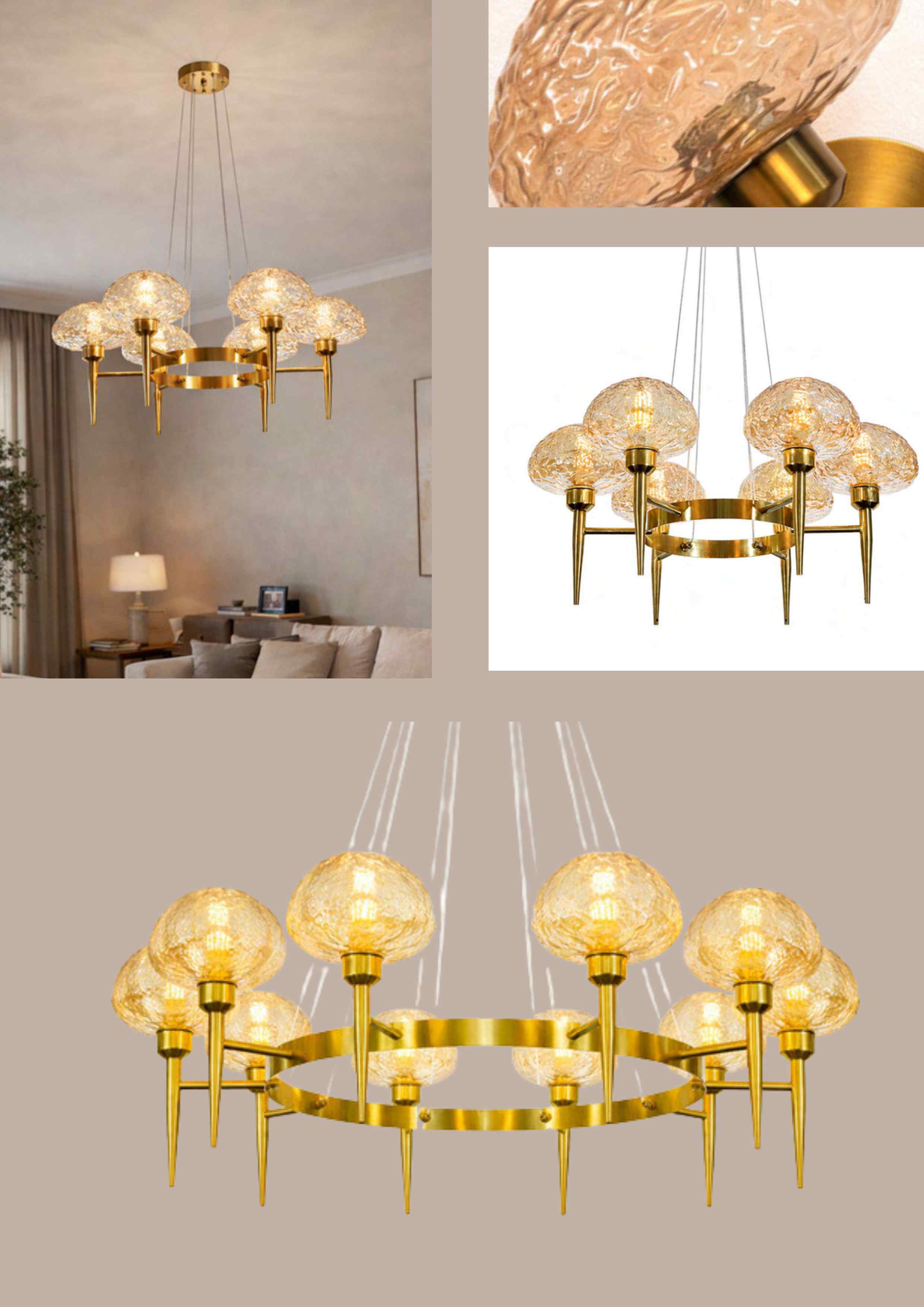 Beyond Lights - Gold Glass Chandelier