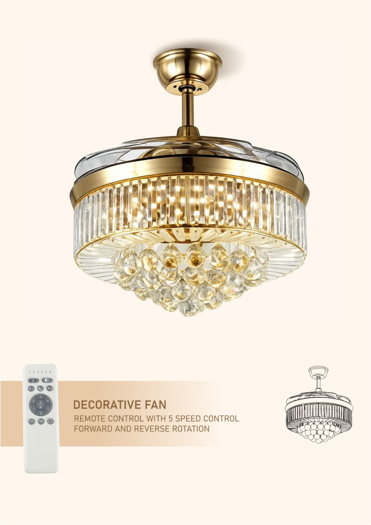 Beyond Lights - Gold Crystal Fan