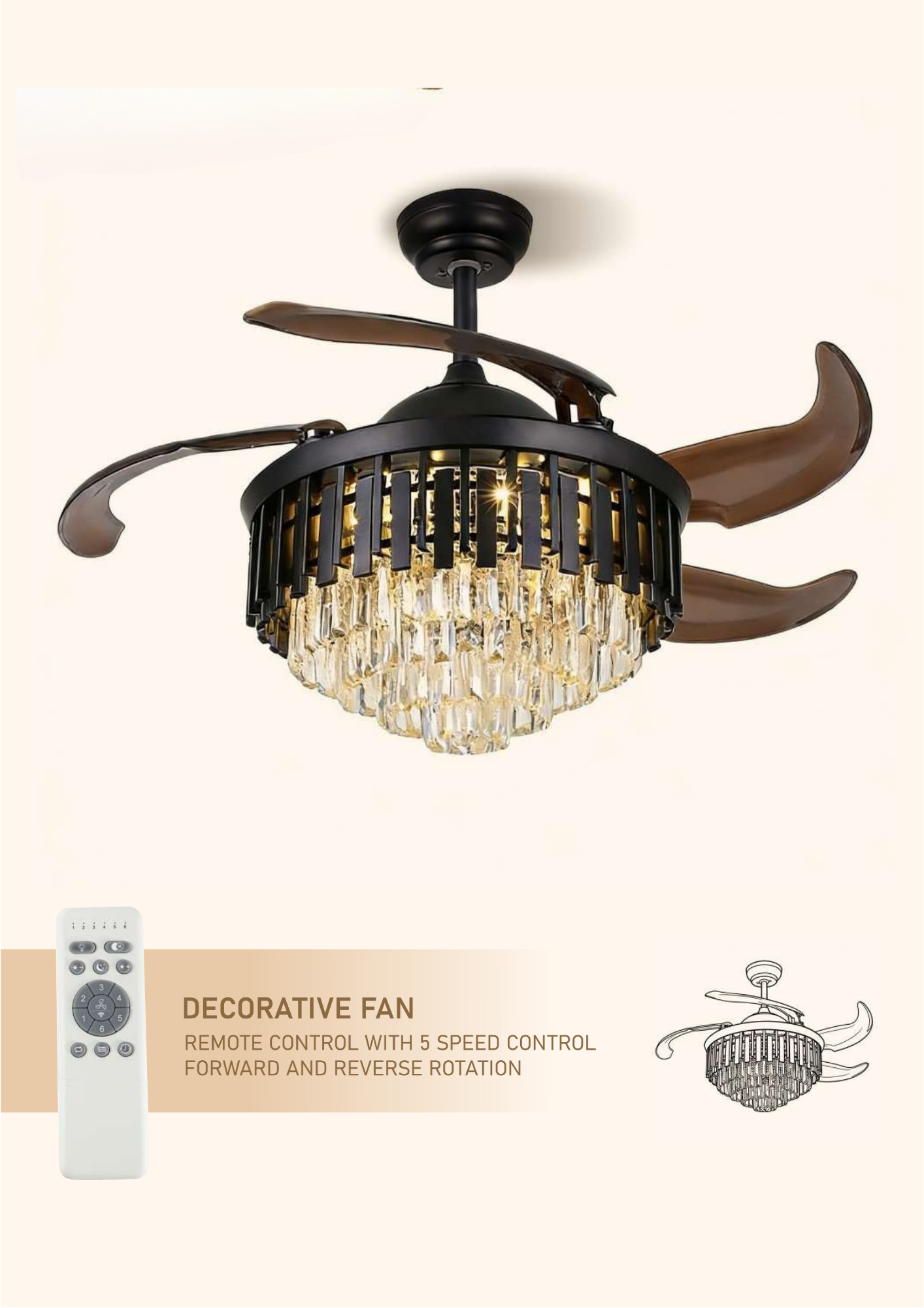 Beyond Lights - Crystal Retractable Fan