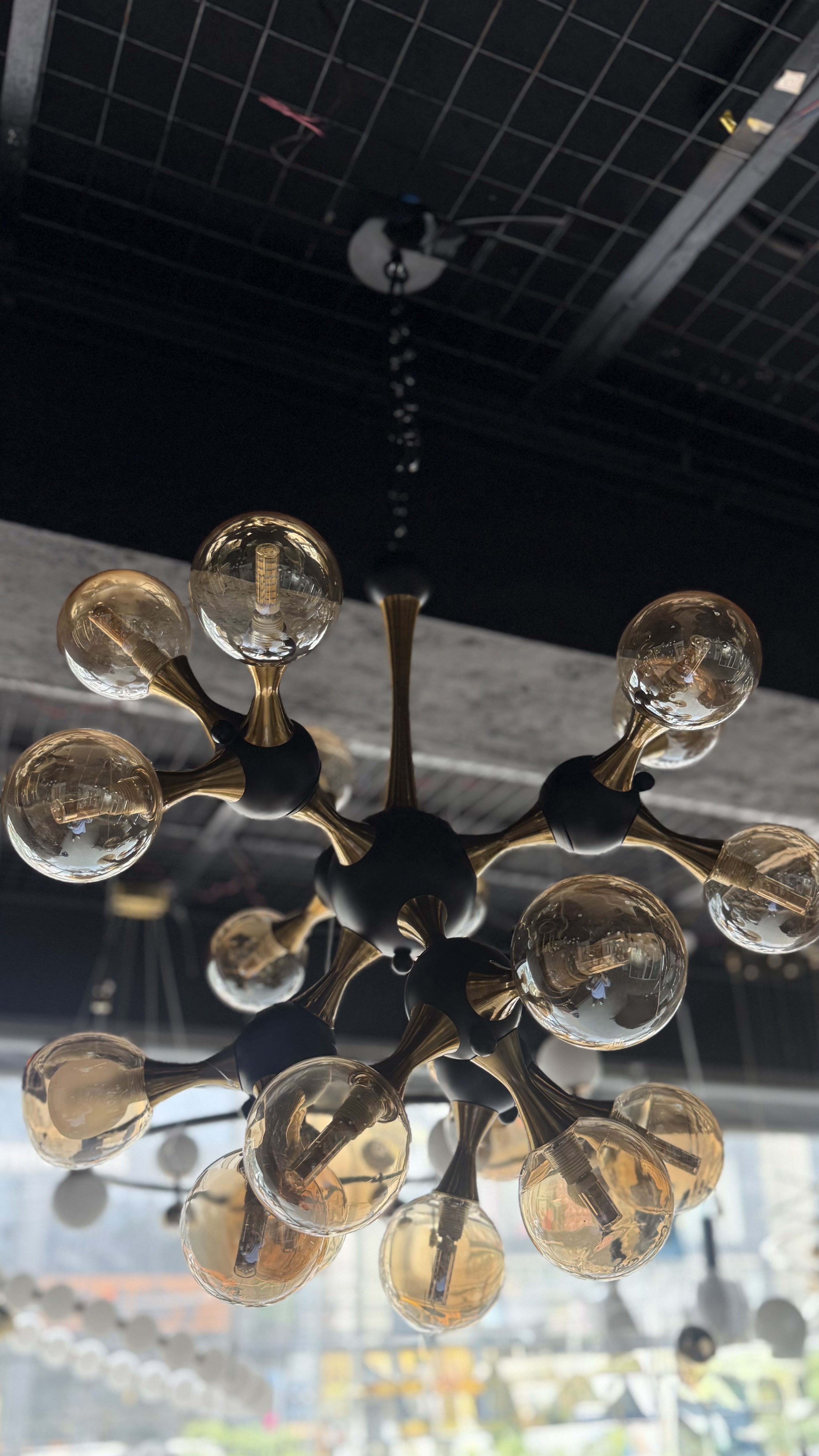 Beyond Lights - Atomic Amber Globe Chandelier