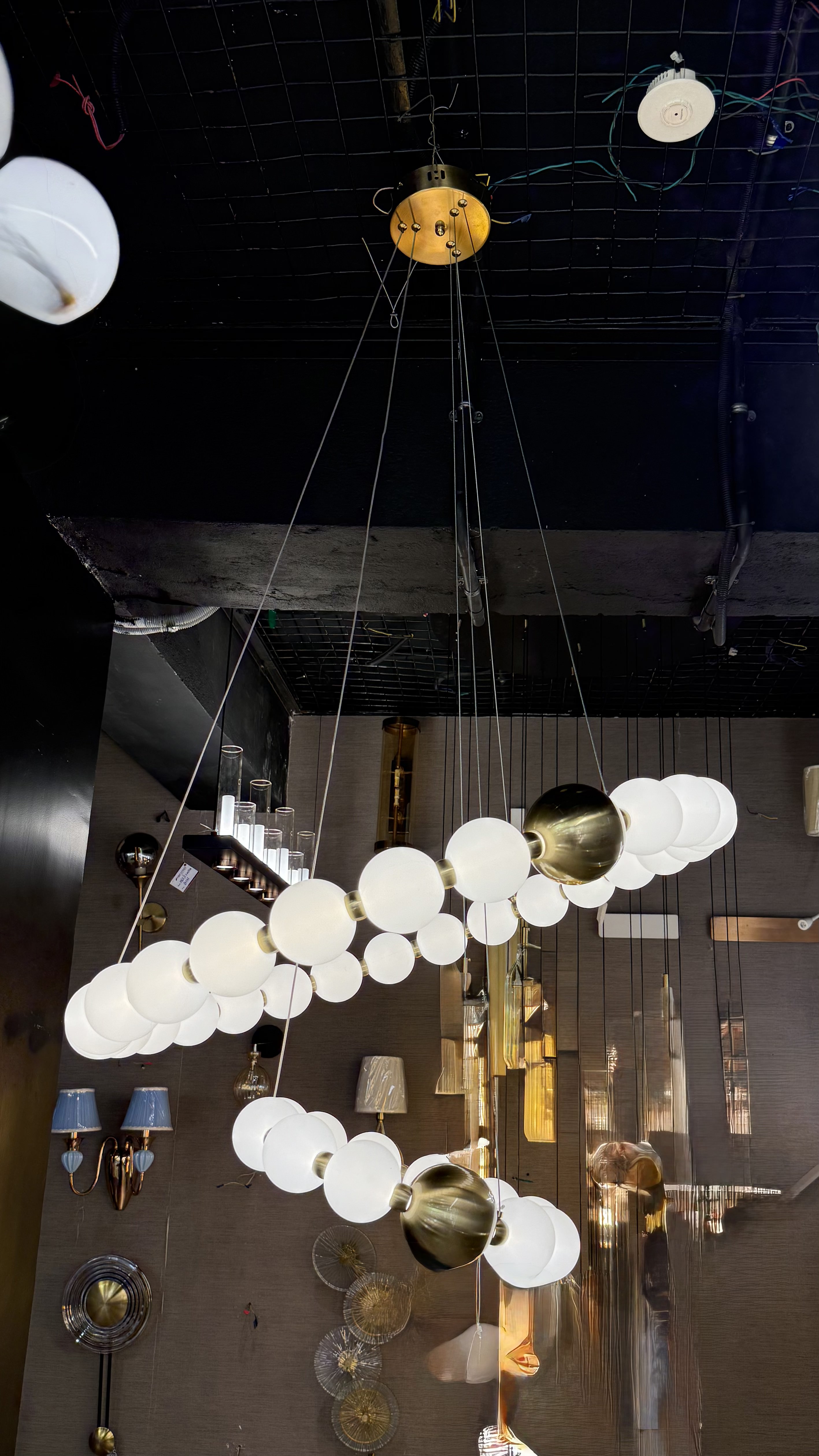 Beyond Lights - Double Orbit Frosted Globe Ring Chandelier