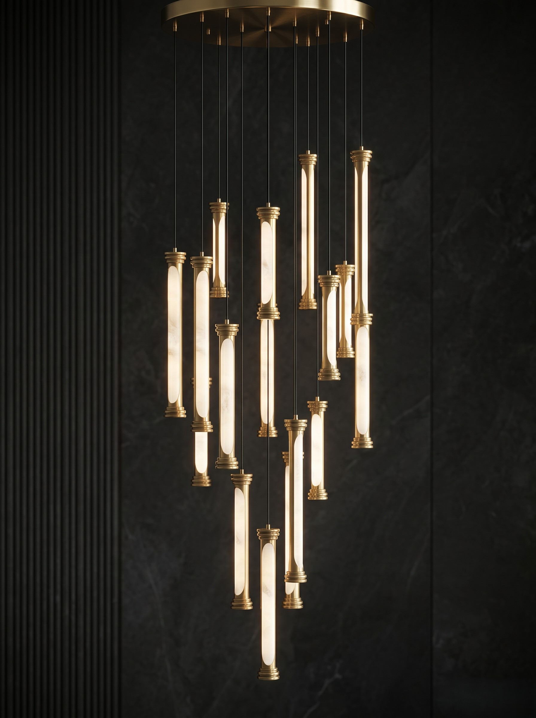 Beyond Lights - Brass Column Chandelier