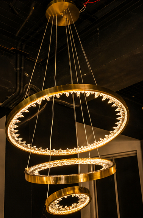 Beyond Lights - Gold Crystal Chandelier