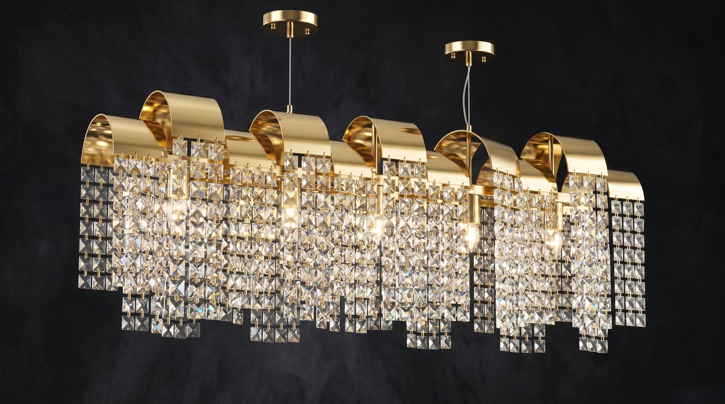 Beyond Lights - Gold Crystal Chandelier