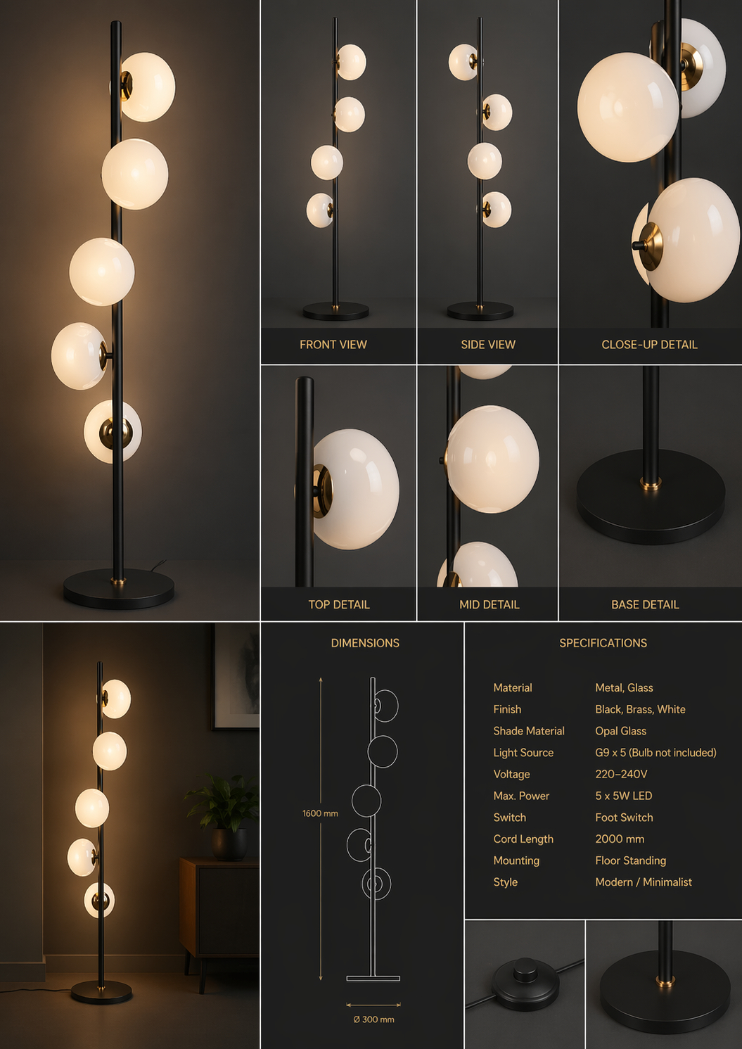 Beyond Lights - Opal Glass Floor Lamp
