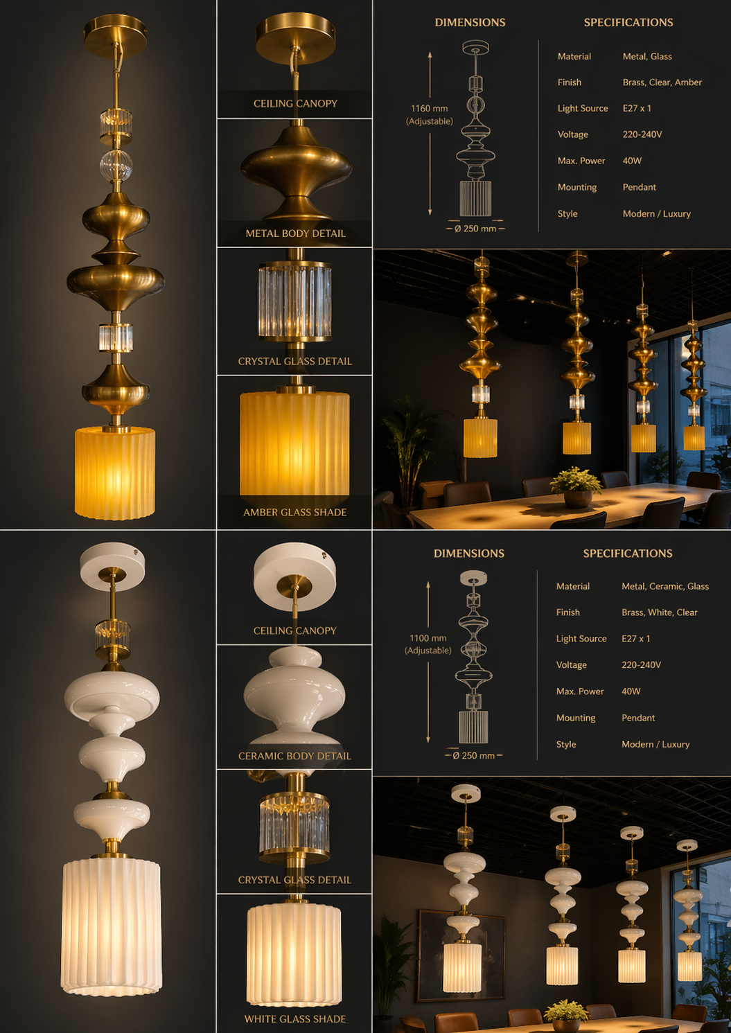 Beyond Lights - Brass Pendant Lamp