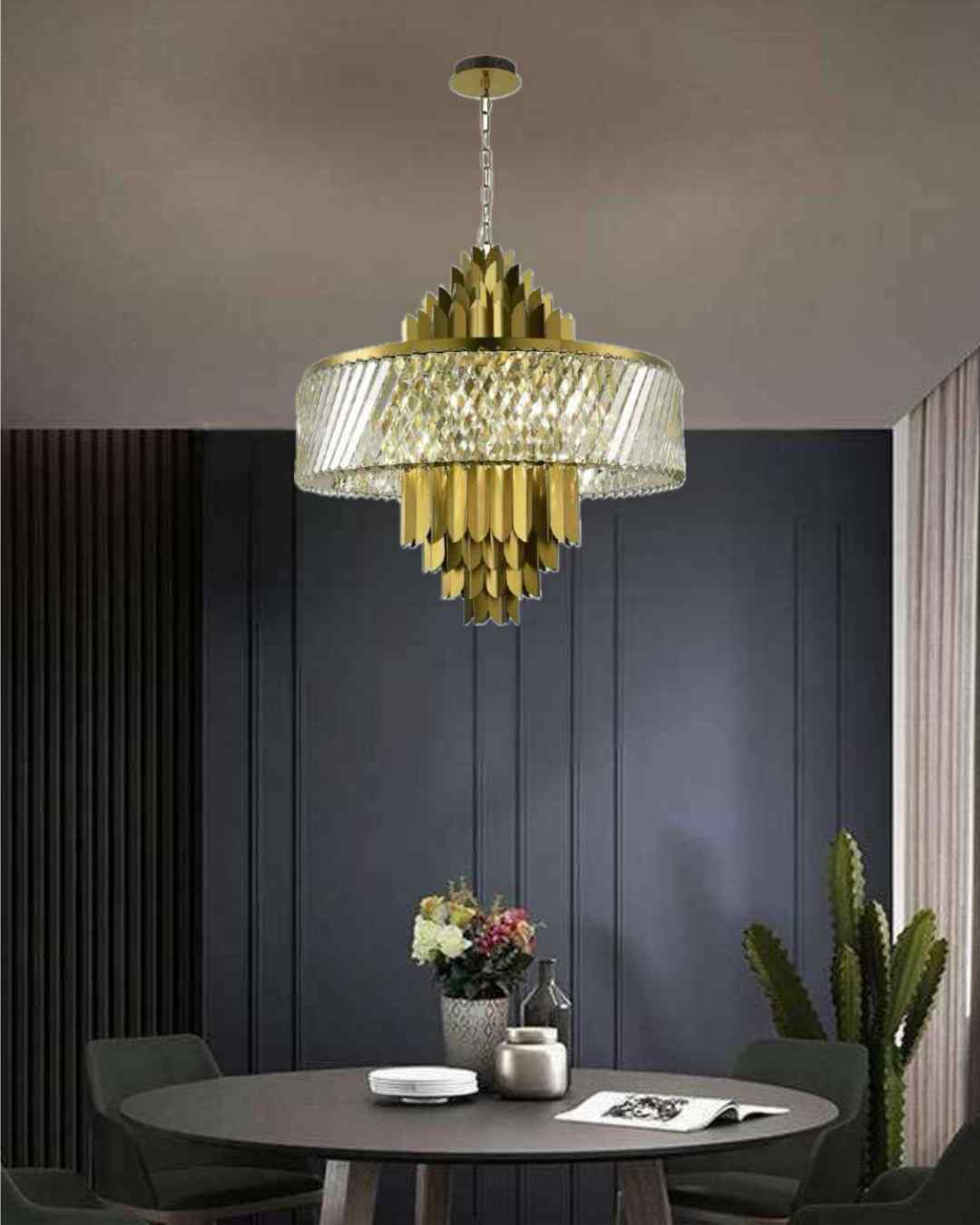 Beyond Lights - Gold Crystal Chandelier