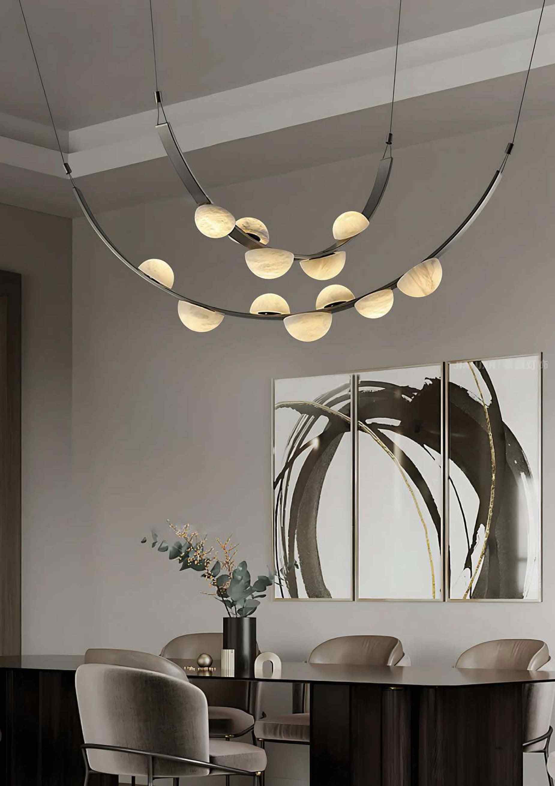 Beyond Lights - Curved Alabaster Chandelier