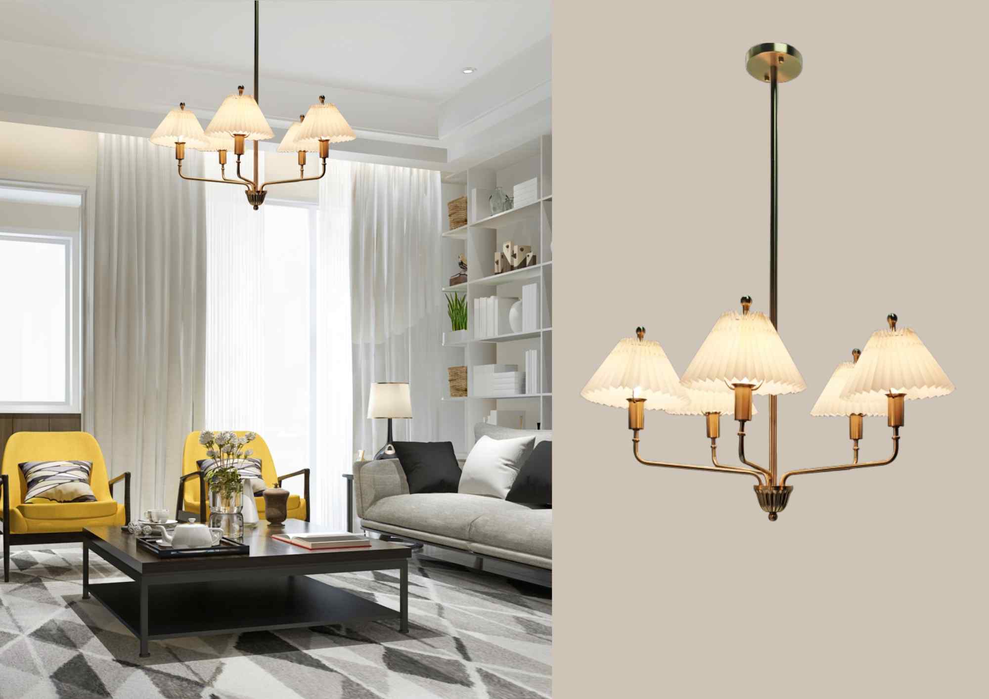 Beyond Lights - Pleated Shade Chandelier