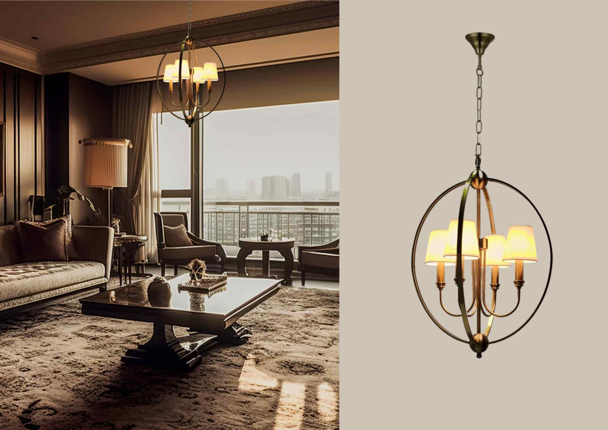 Beyond Lights - Bronze Cage Chandelier