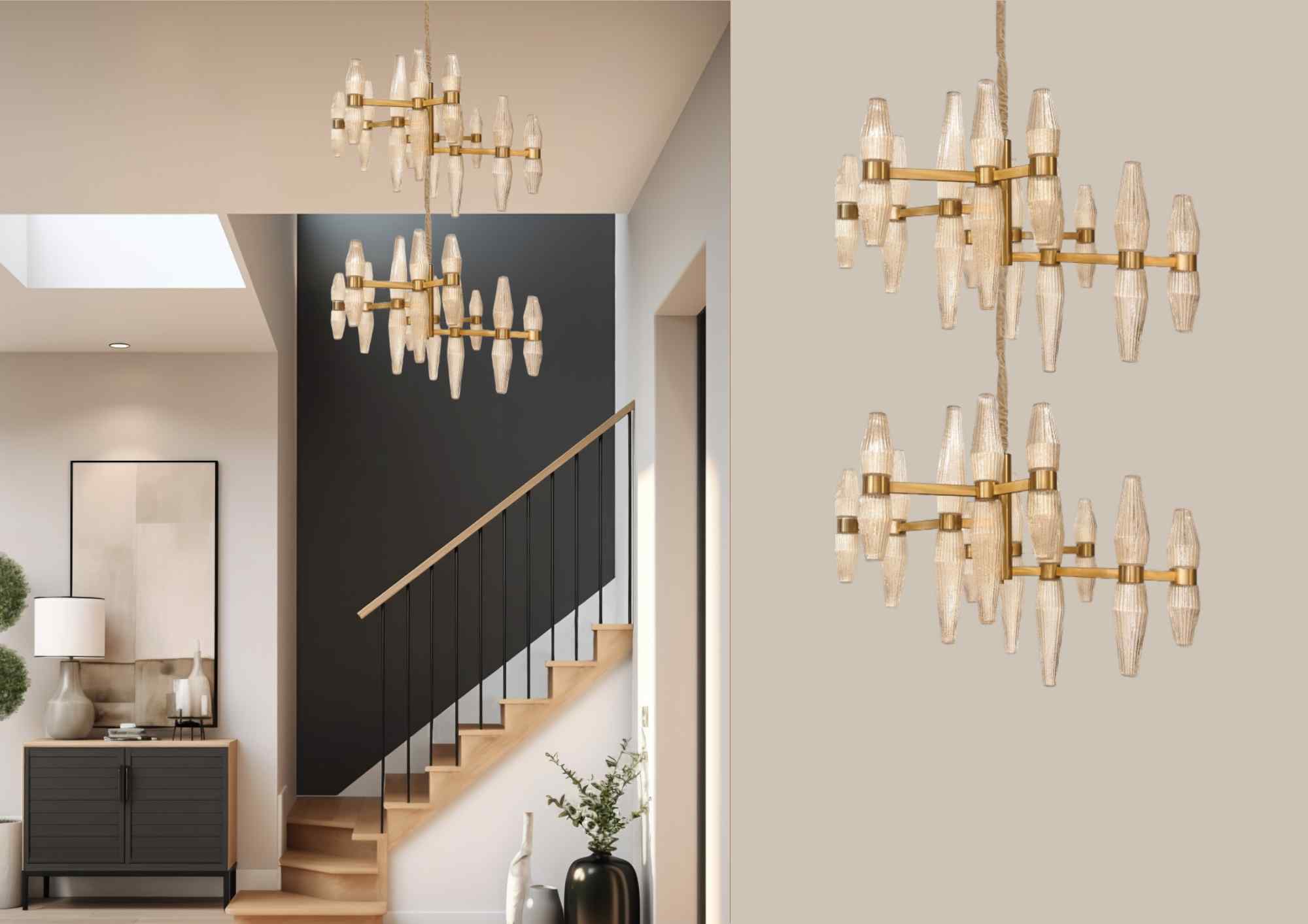 Beyond Lights - Gold Crystal Chandelier