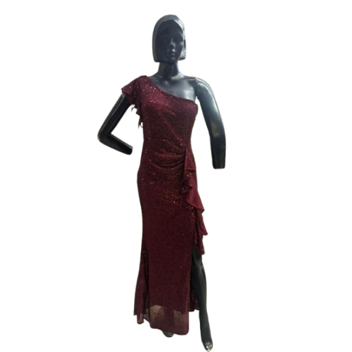 Girlfriend - Wine Red One-Shoulder Gown