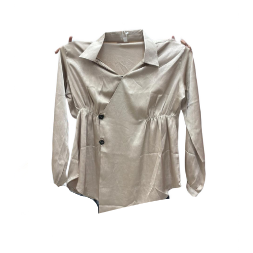 Girlfriend - Champagne Satin Wrap Blouse