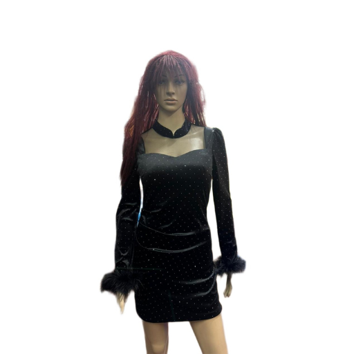 Girlfriend - Black Sparkle Velvet Dress