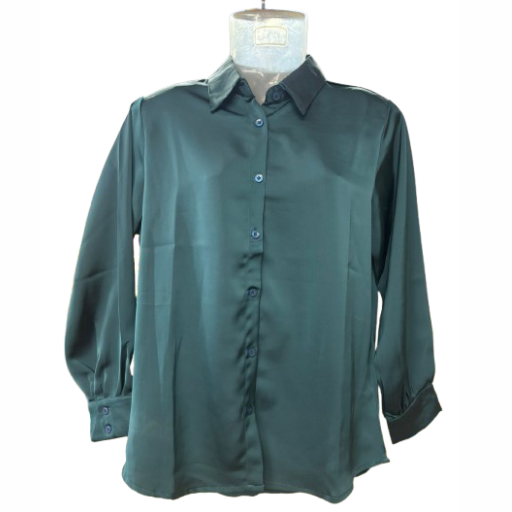 Girlfriend - Solid Green Formal Shirt for Women