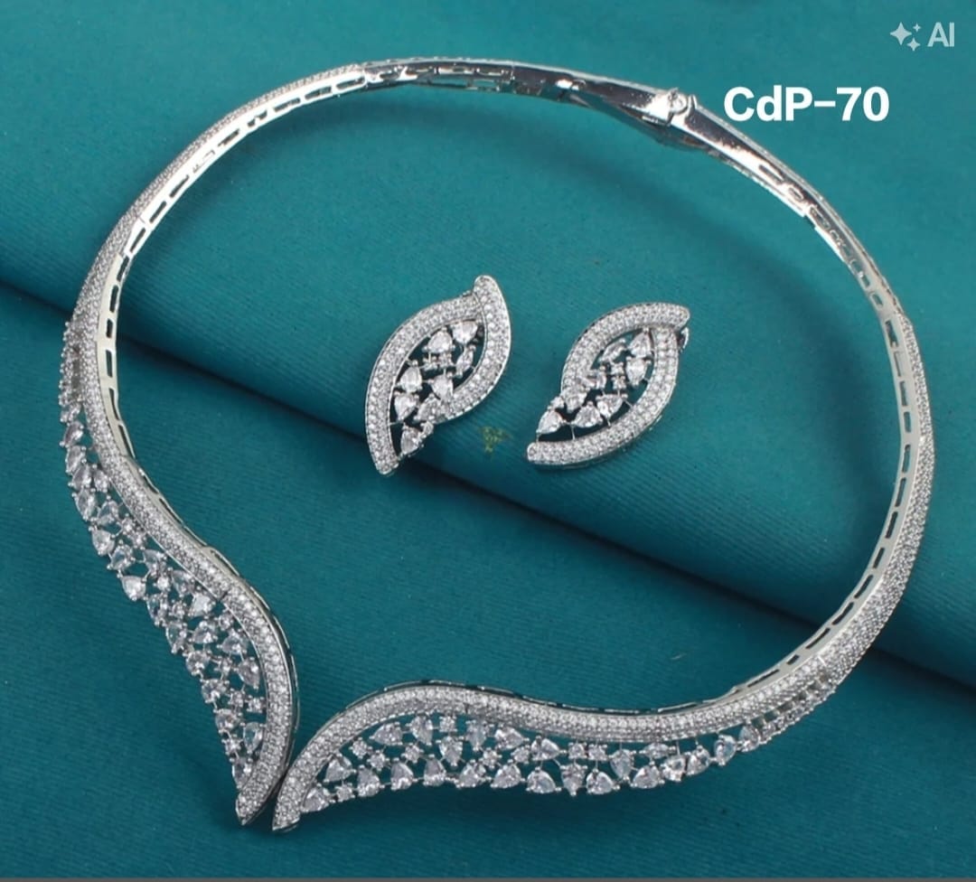 Goutam Jewellers By Ashok Rathod - American Diamond Designer Hasli Necklace set