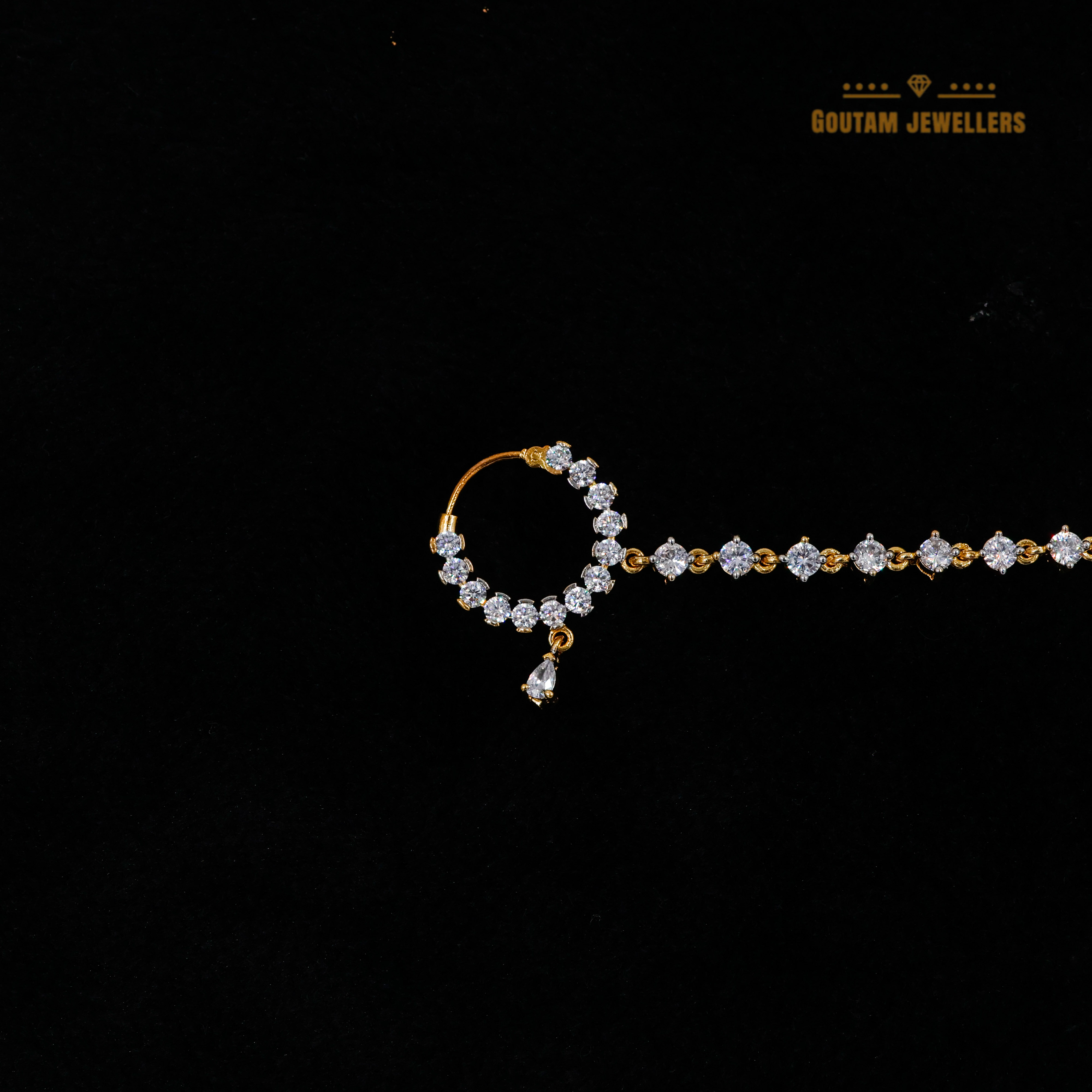 Goutam Jewellers By Ashok Rathod - CZ Full Stone High Gold Polish Nath