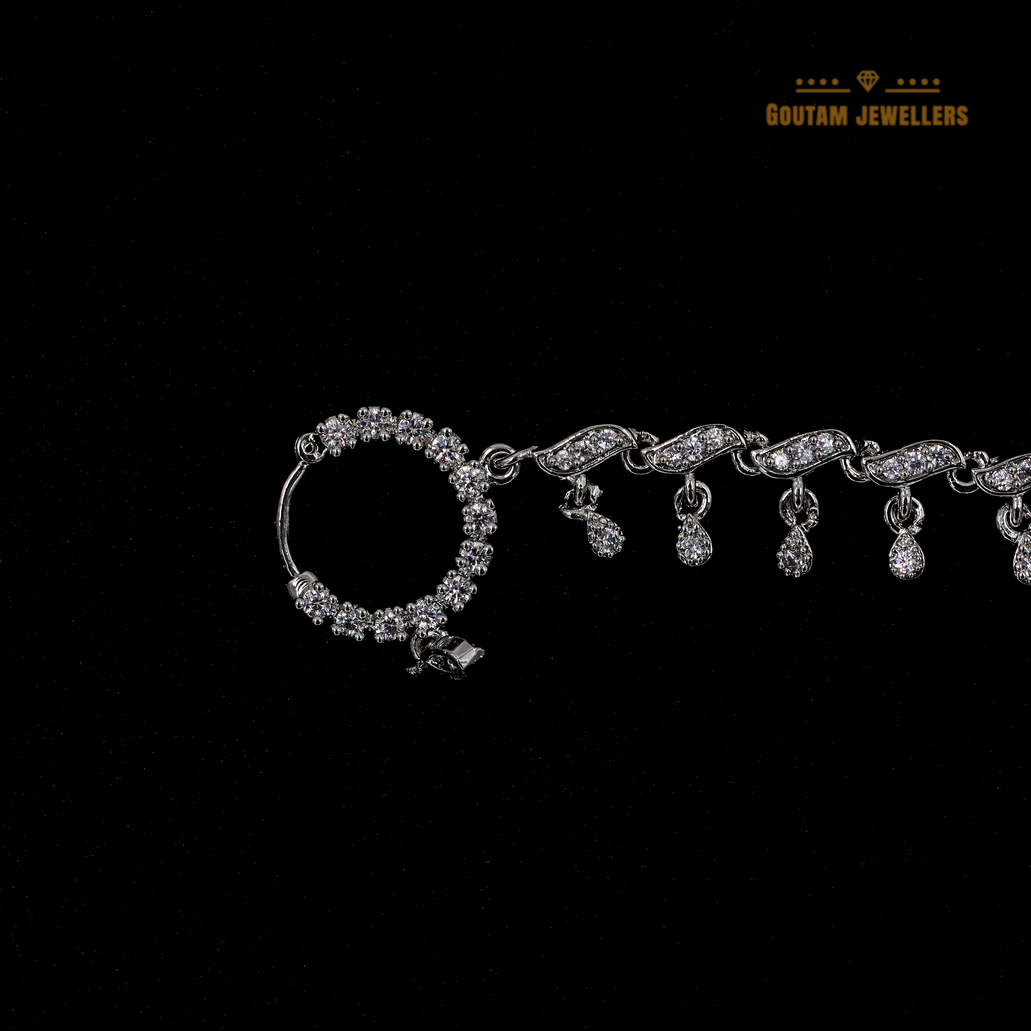 Goutam Jewellers By Ashok Rathod - CZ Full Stone High Silver Polish Nath