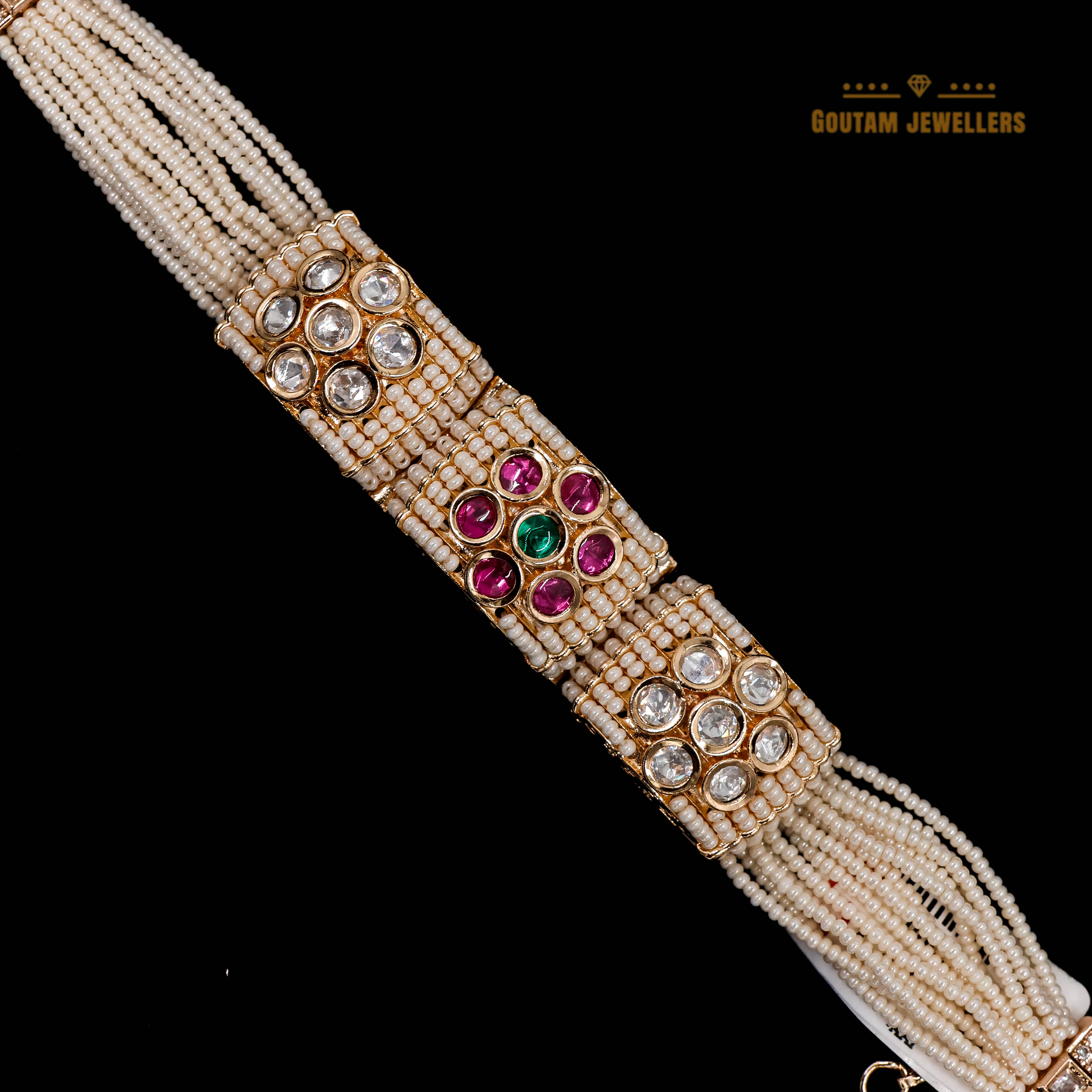 Goutam Jewellers By Ashok Rathod - Moti Polki Gajra Flower Design