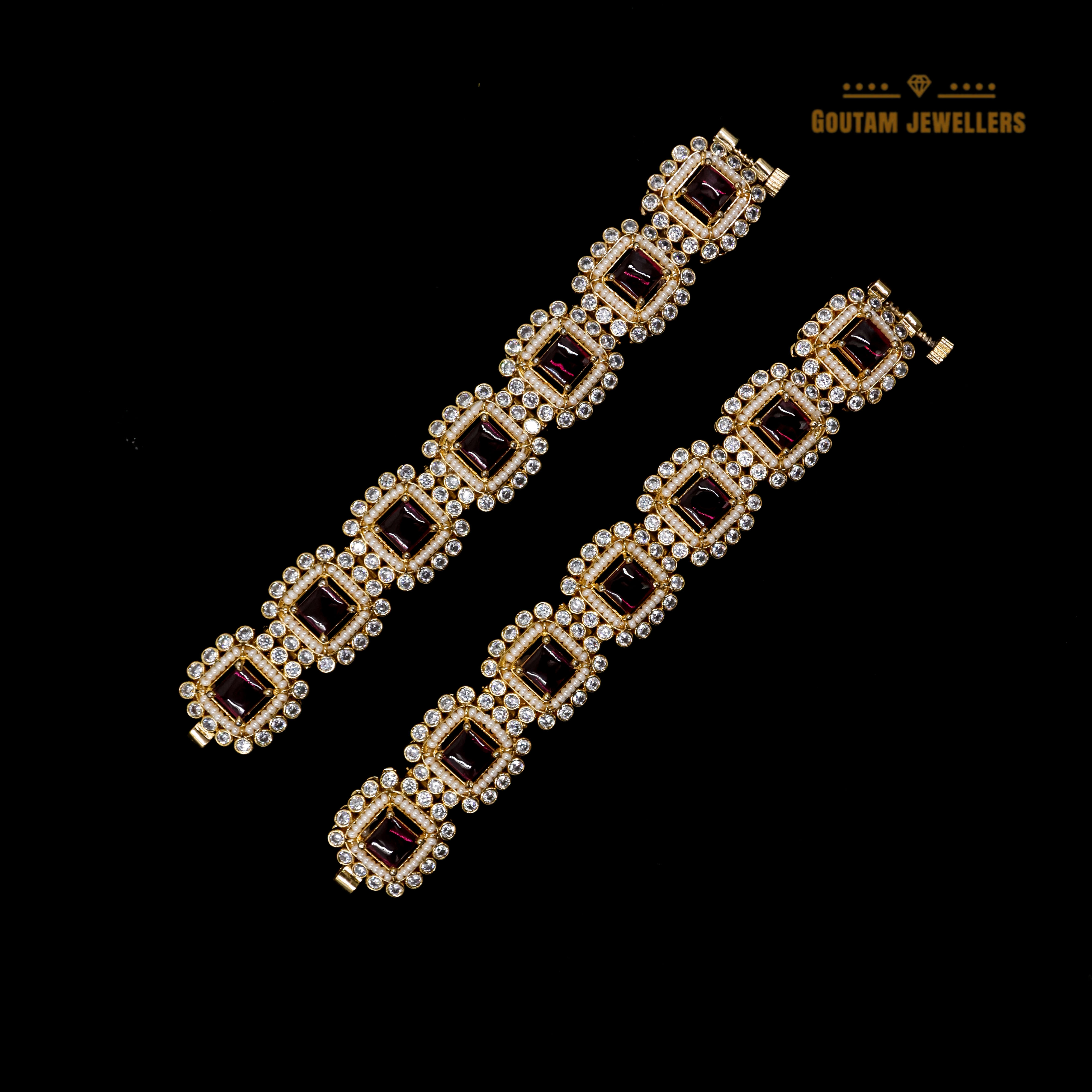 Goutam Jewellers By Ashok Rathod - C.Z Bracelet with Ruby Stone