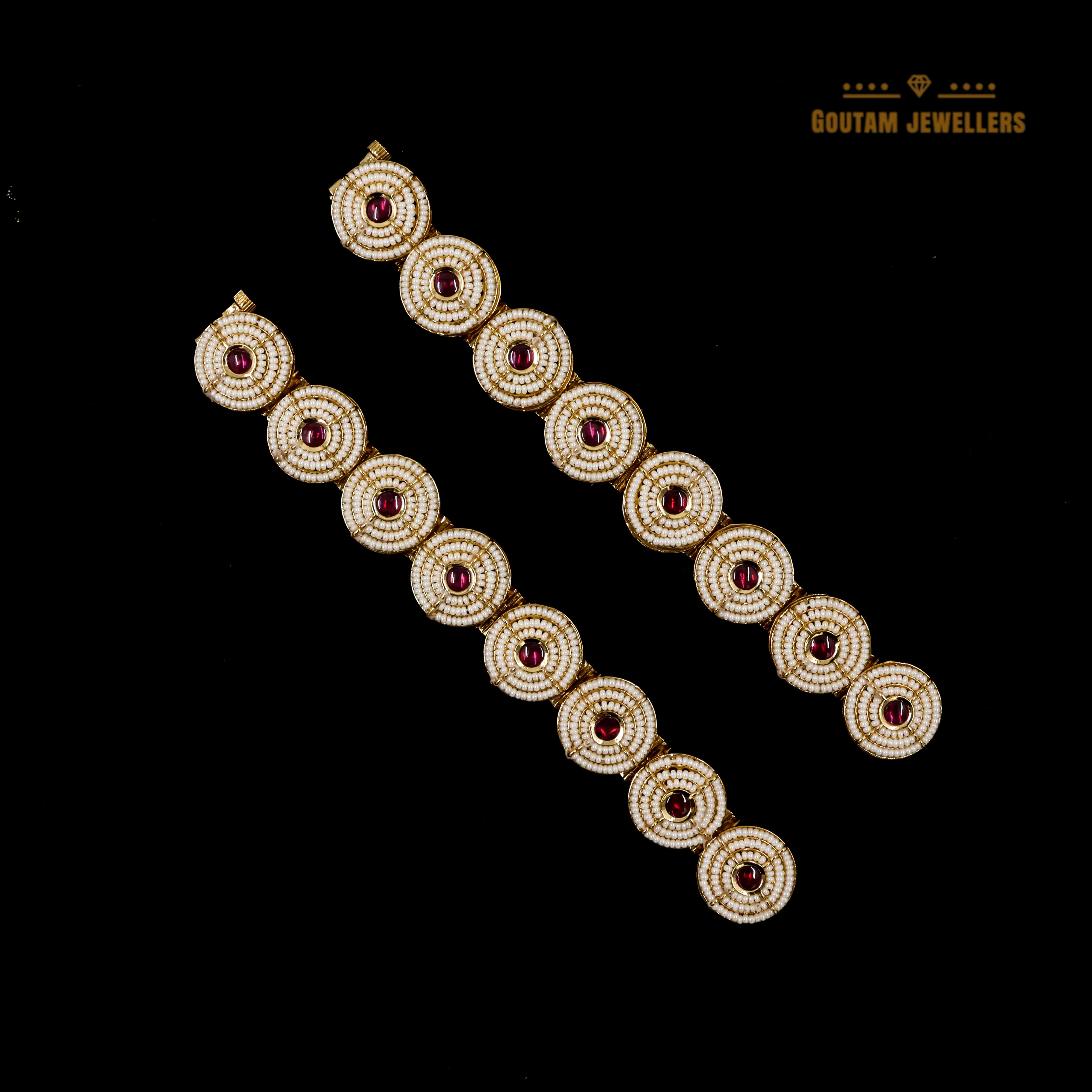 Goutam Jewellers By Ashok Rathod - Moti Bracelet with Ruby stone studded