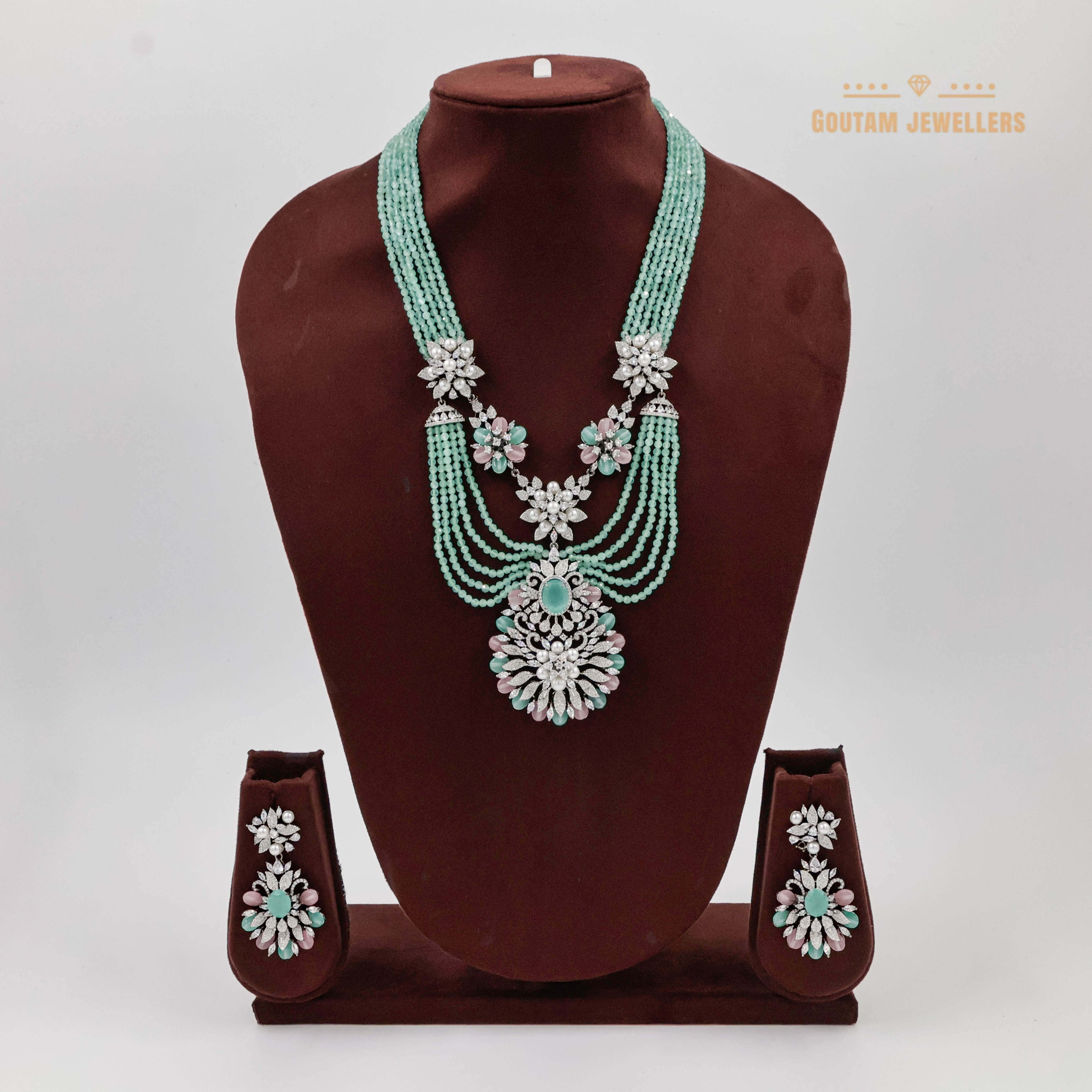 Goutam Jewellers By Ashok Rathod - Fusion Monalisa beads CZ Designer Long Mala