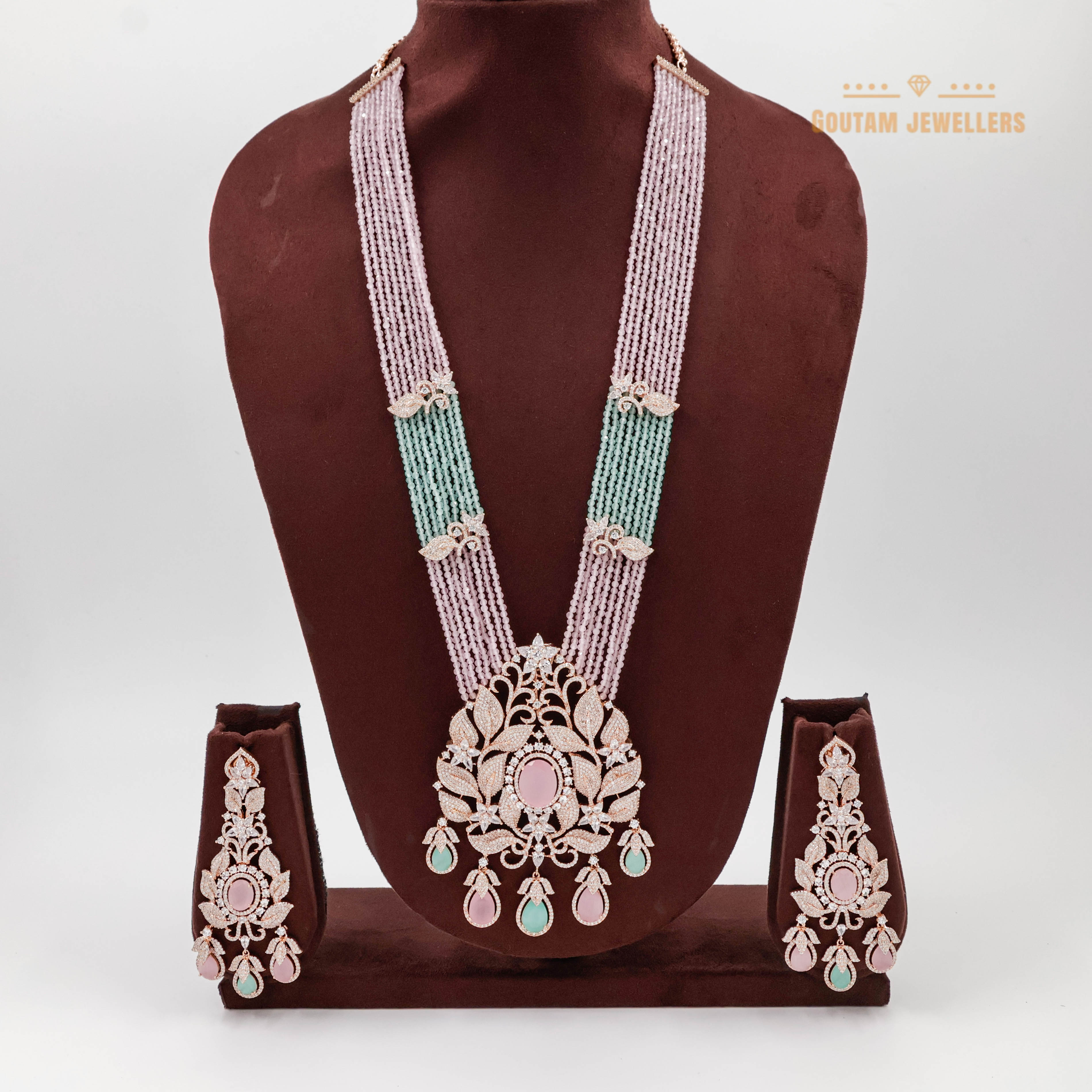 Goutam Jewellers By Ashok Rathod - Precious Pastel Color Crystal CZ Long Mala